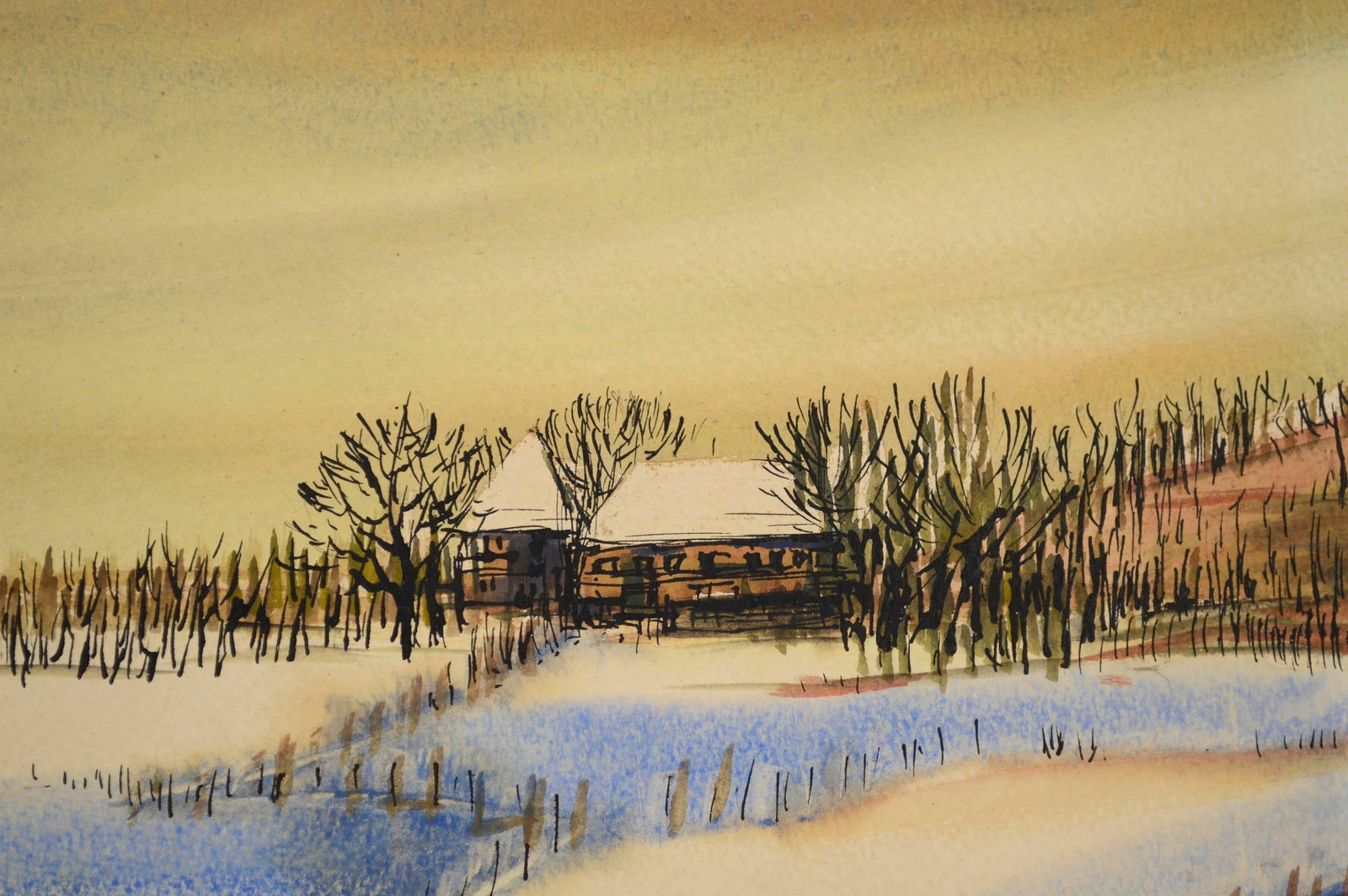 Mid Century Winter Farm Landscape by Ingeborg Christensen - 4