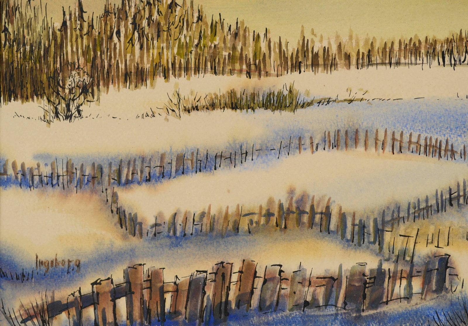 Mid Century Winter Farm Landscape by Ingeborg Christensen - 5