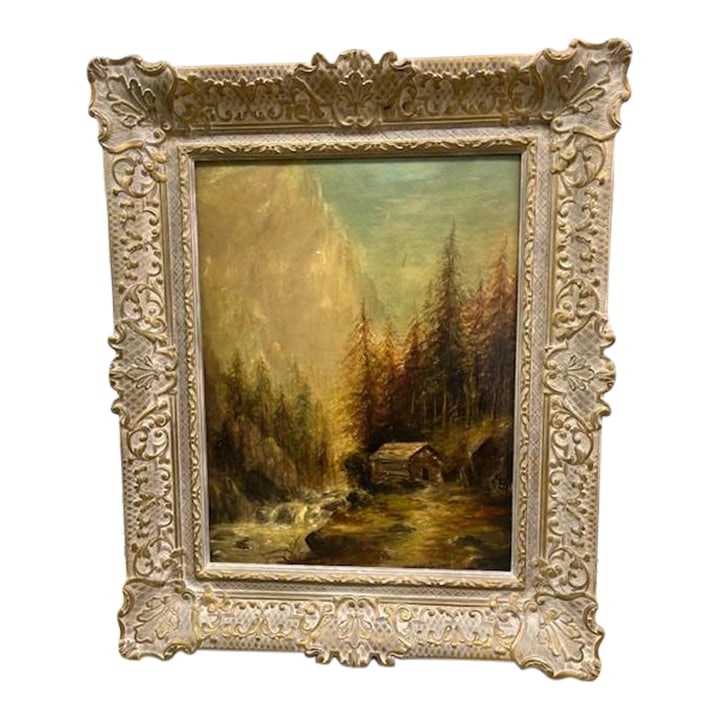 Early 20th Century Framed Scenic Tranquil Oil Painting Unsigned (1 of 10)