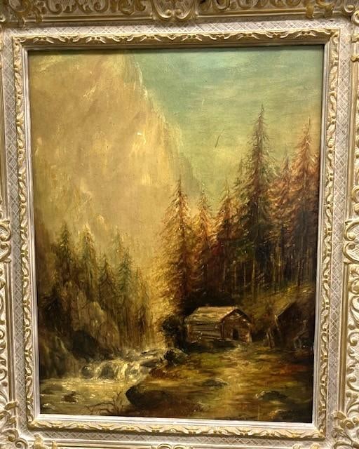 Early 20th Century Framed Scenic Tranquil Oil Painting Unsigned - 2