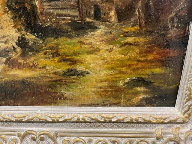 Early 20th Century Framed Scenic Tranquil Oil Painting Unsigned - 3