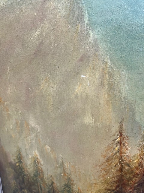 Early 20th Century Framed Scenic Tranquil Oil Painting Unsigned - 5