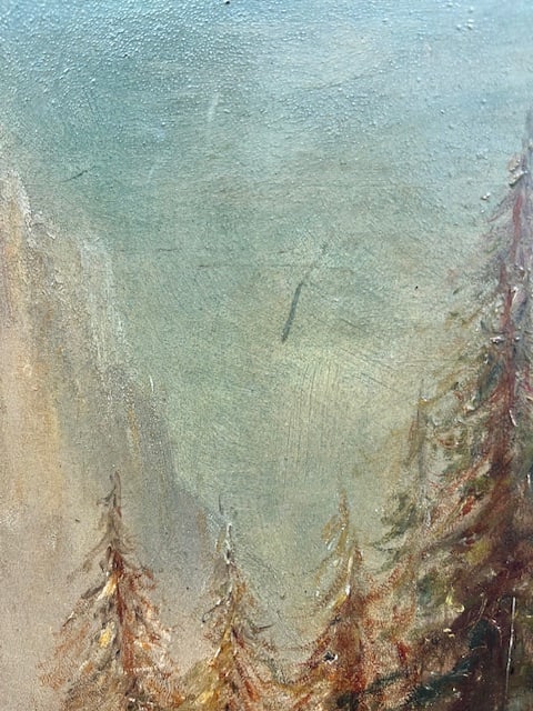 Early 20th Century Framed Scenic Tranquil Oil Painting Unsigned - 6