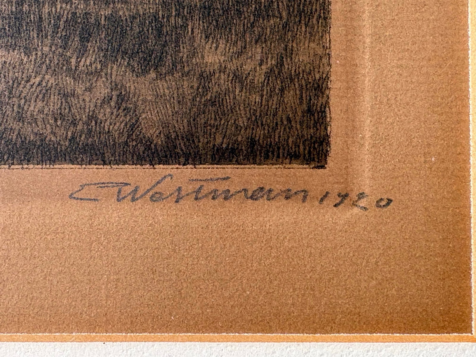 Antique Signed Landscape Etching in Original Wood Frame, C. 1920 - 4