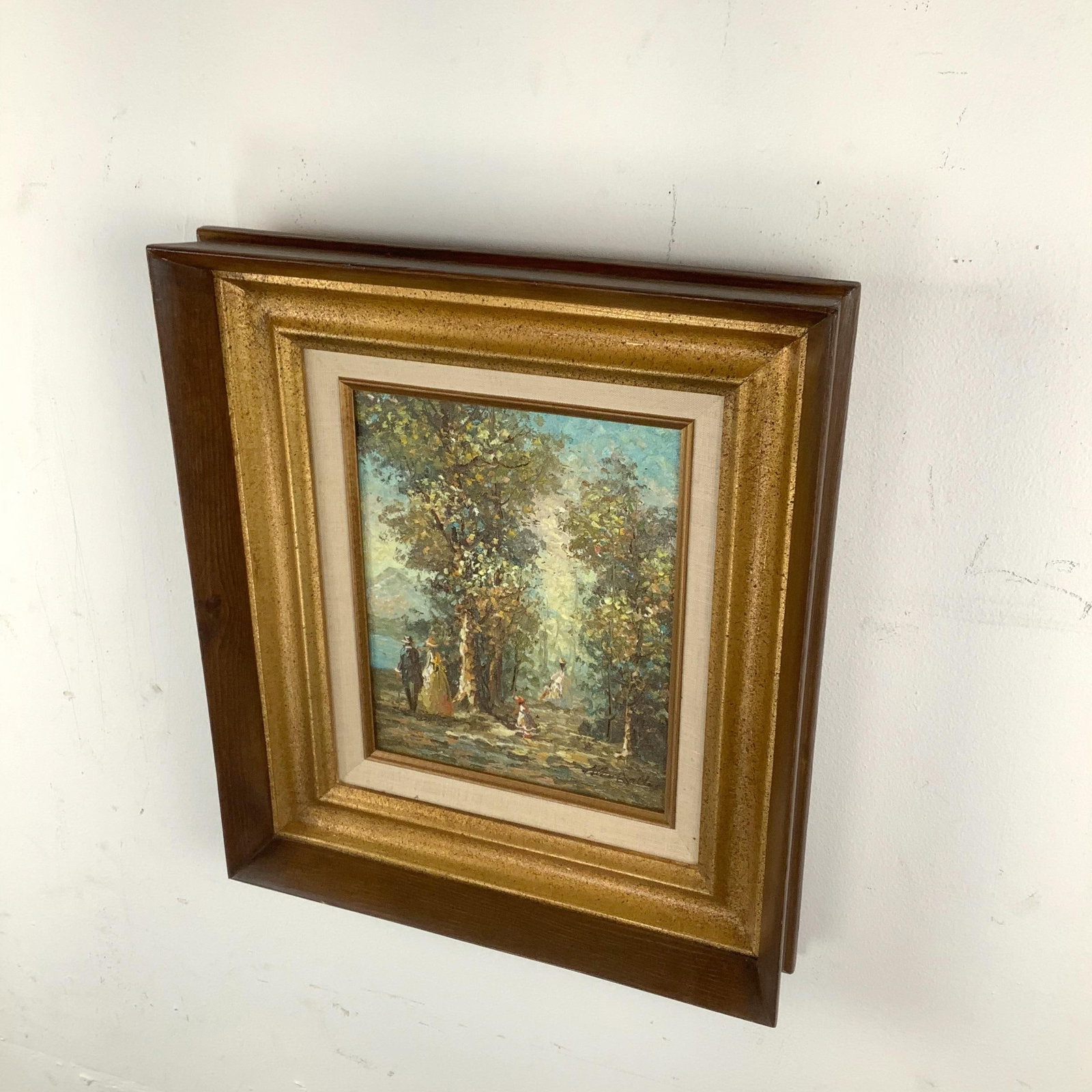 Signed Mid-Century European Impressionist Landscape Oil Painting in Gilt Frame - 5