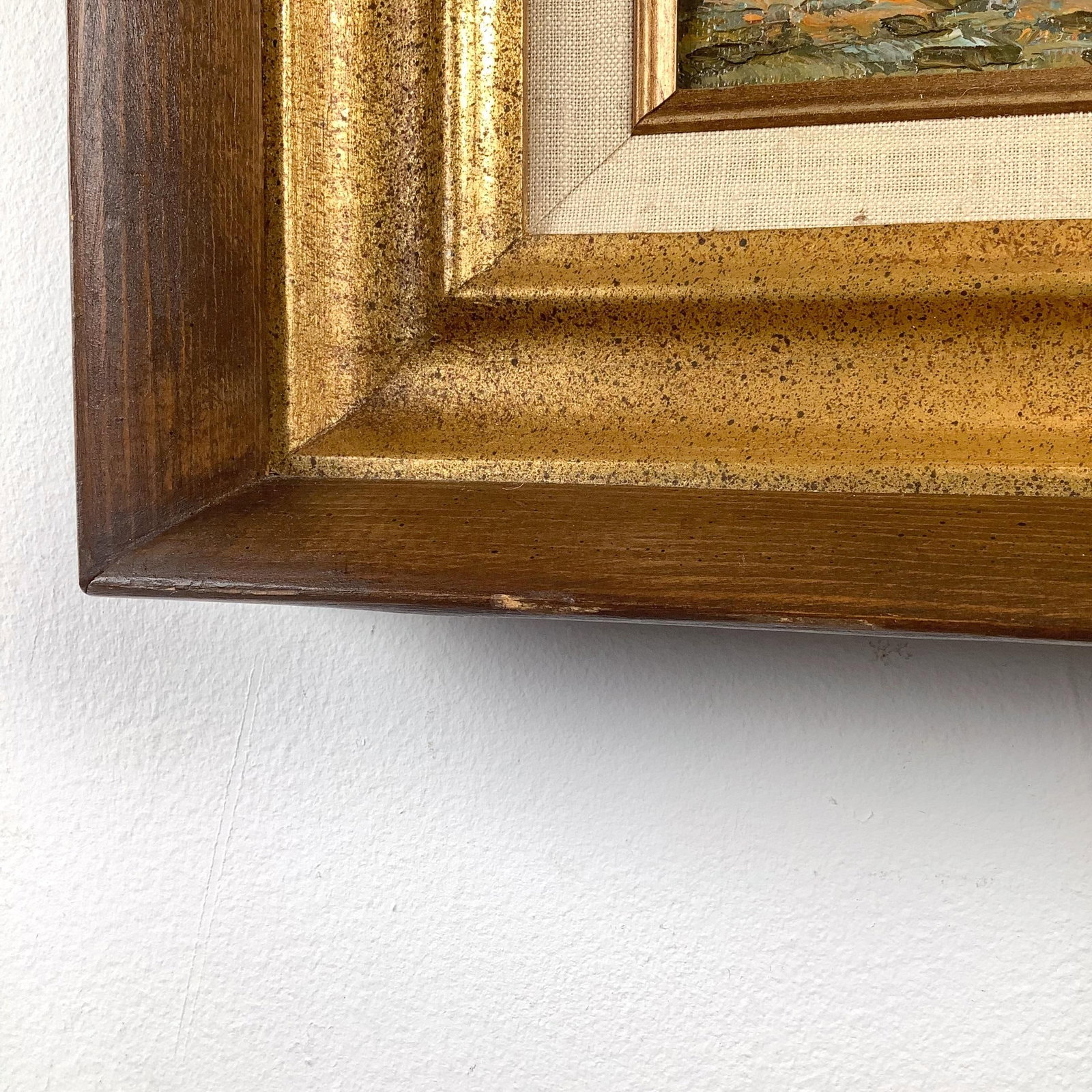 Signed Mid-Century European Impressionist Landscape Oil Painting in Gilt Frame - 8