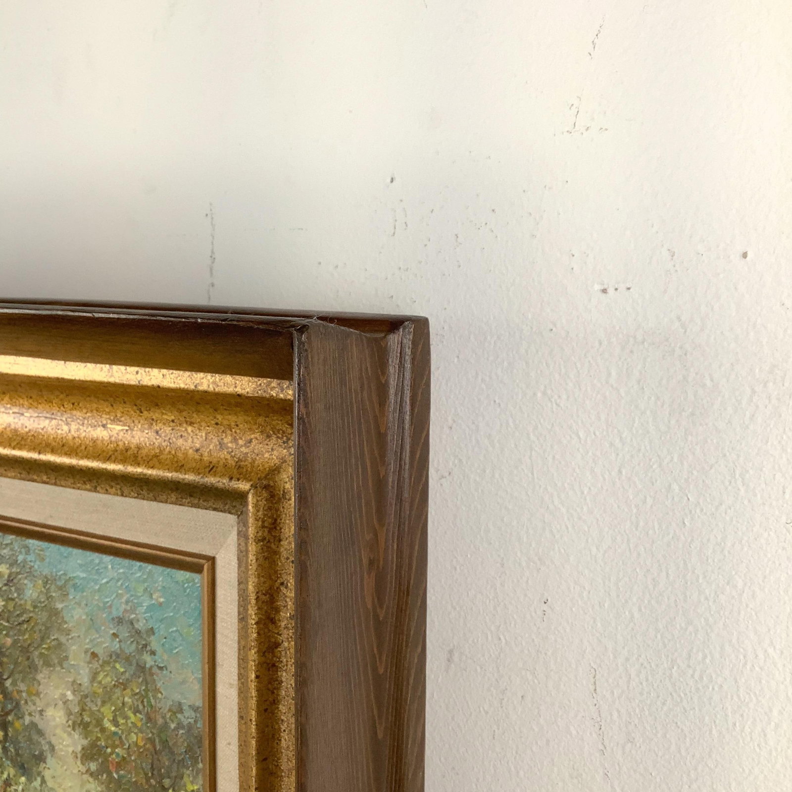 Signed Mid-Century European Impressionist Landscape Oil Painting in Gilt Frame - 9