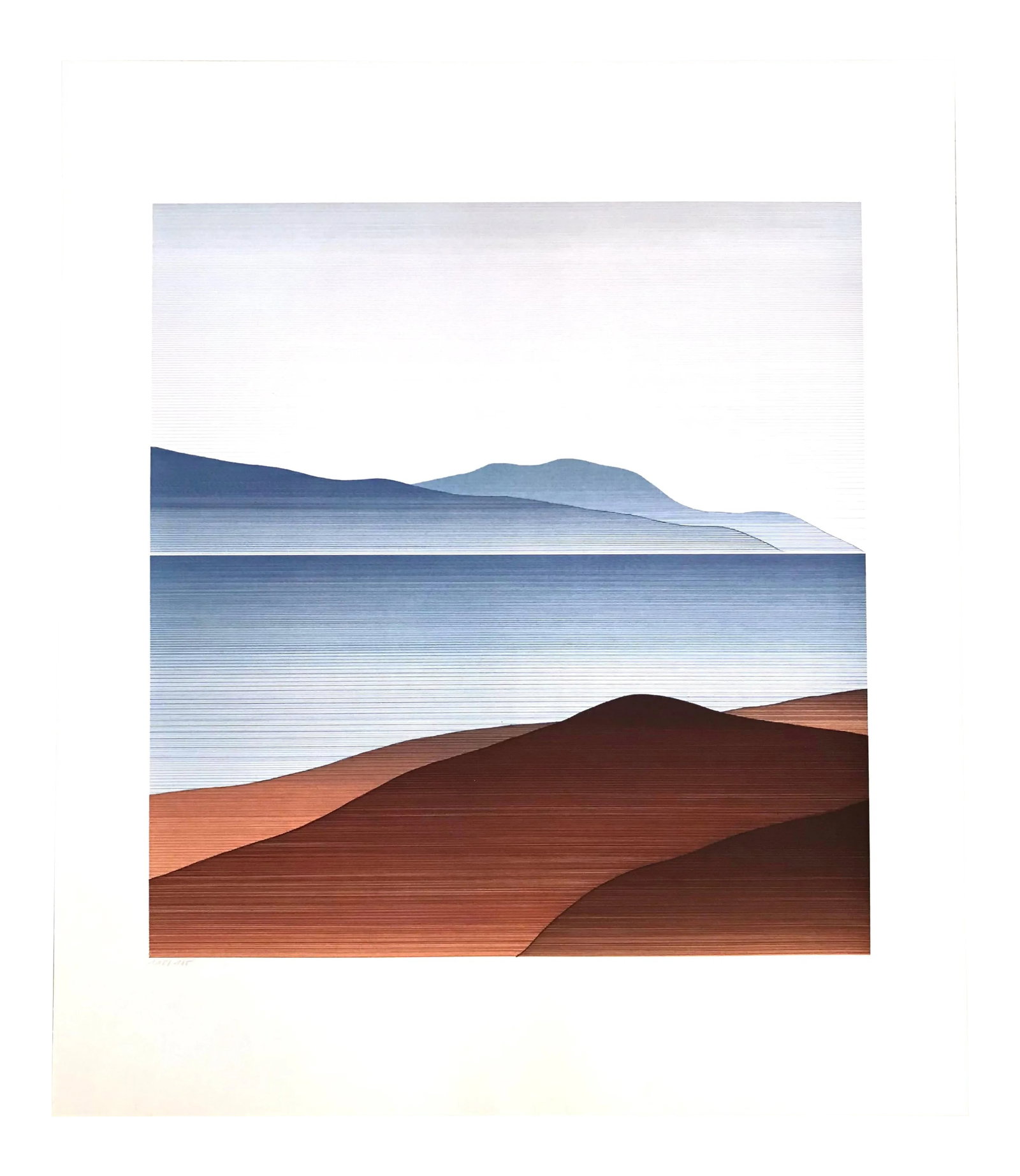 1985 "Landscape #1" Minimalist Limited Edition Silkscreen by Claudia Keller: Artist - Claudia Keller Title - Landscape #1 Signed - Handsigned in pencil Limited Edition - 118/180 Year - 1985 Medium - Silkscreen Frame - Unframed Sheet Size - 23.66" x 27.5" Style - Op Art