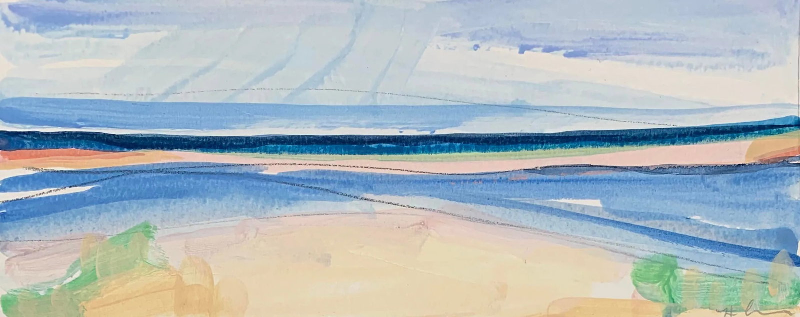 Oceanscape V on Paper: This piece is from my landscape series which is a progression into a more subtle color palette; created by pulling from the structure of the landscape and inspired by my internal and external surround