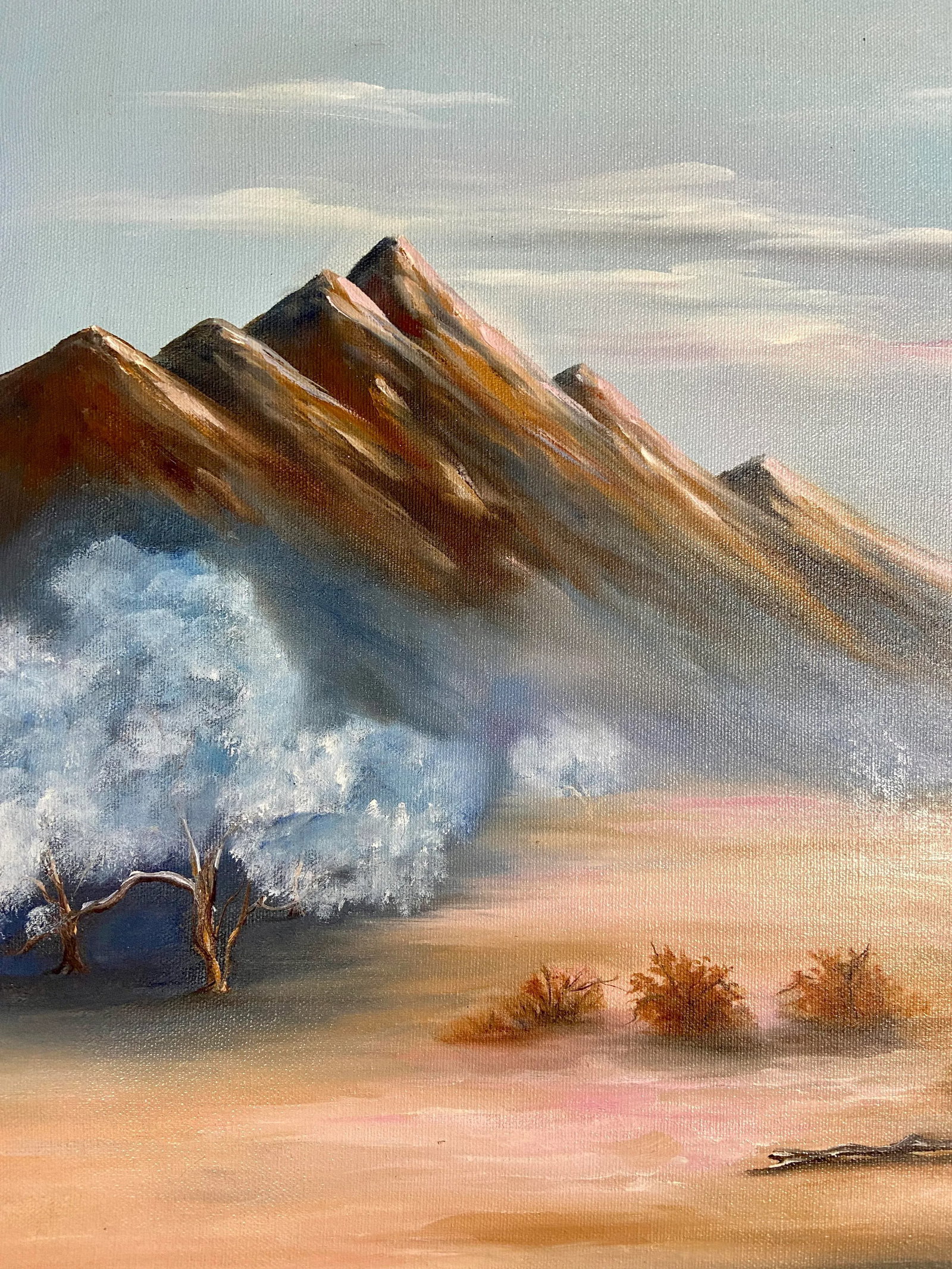 1980s California Desert Mountain Landscape Oil Painting by JH Bicknell - 3