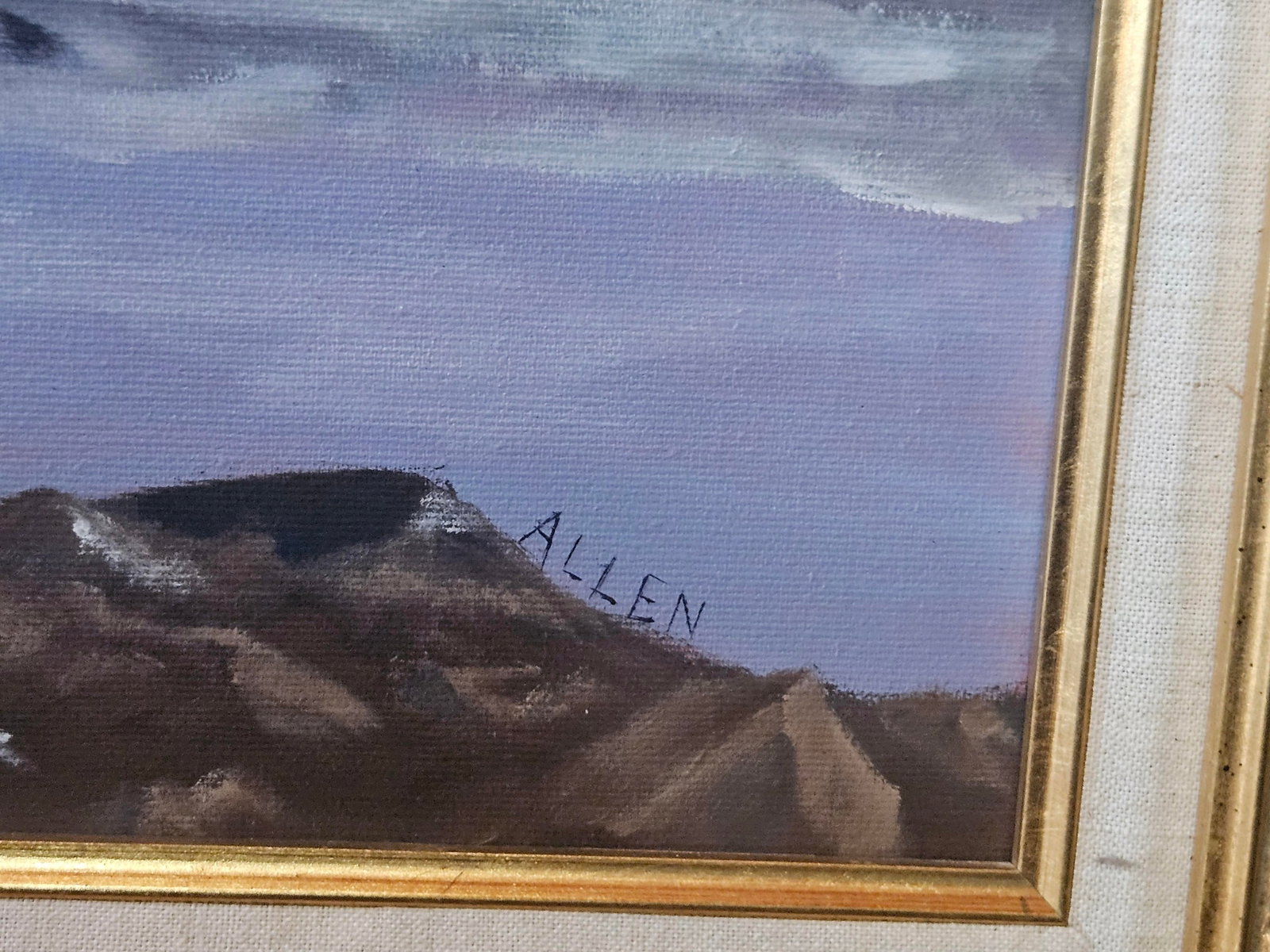 Winter Harbor Snow Scene Original Painting on Canvas, Signed Allen - Framed Coastal Landscape 291/2" - 6