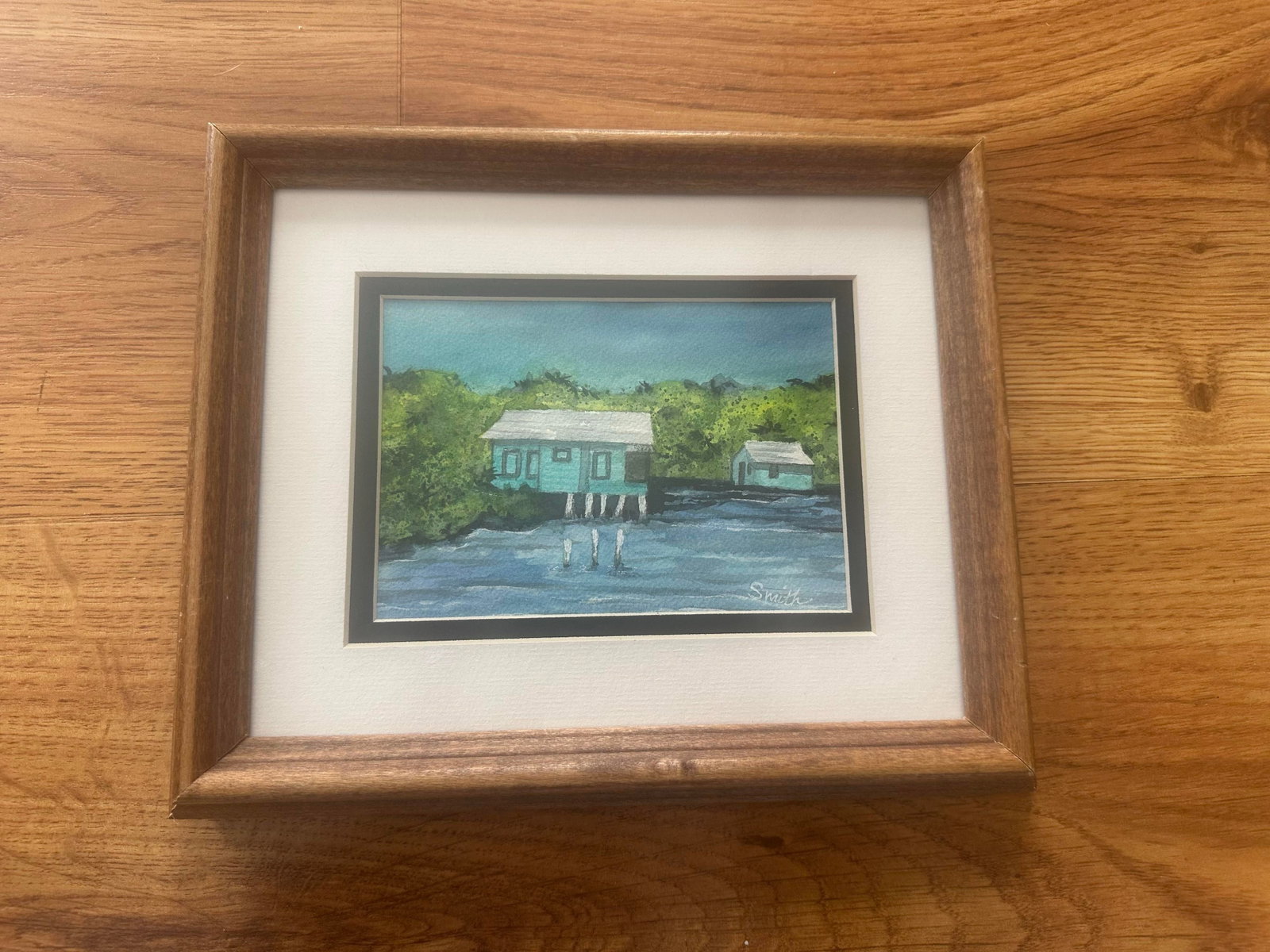 "Tidewater Cottages" Framed Signed Original Watercolor by Nancy Smith - 2