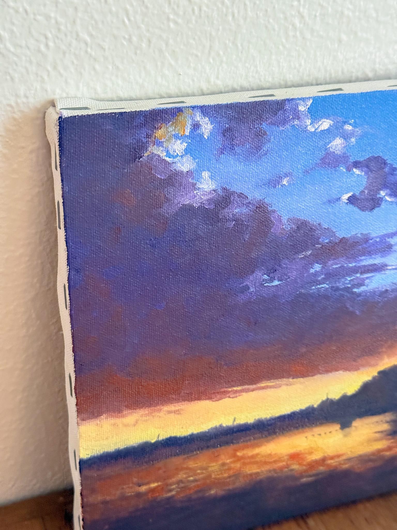 Looking West on Lake Fork, Sunset Oil Painting on Canvas, Signed, Robert Valton Hill - 2