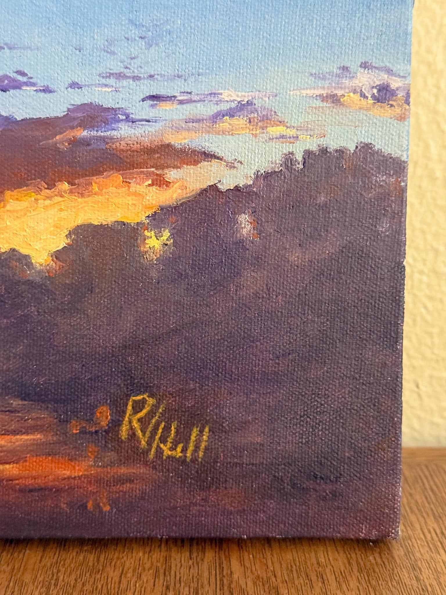 Looking West on Lake Fork, Sunset Oil Painting on Canvas, Signed, Robert Valton Hill - 3