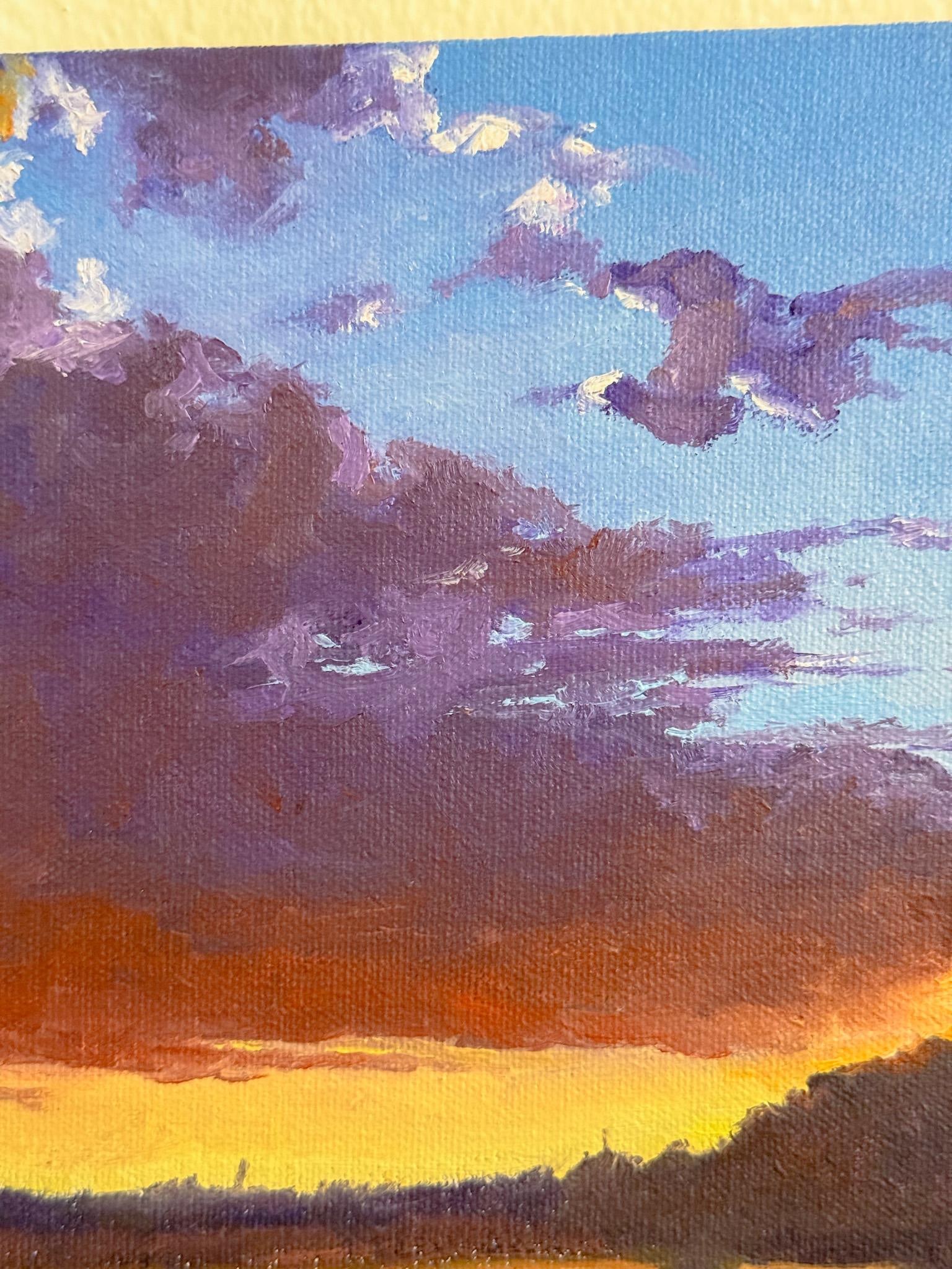 Looking West on Lake Fork, Sunset Oil Painting on Canvas, Signed, Robert Valton Hill - 4