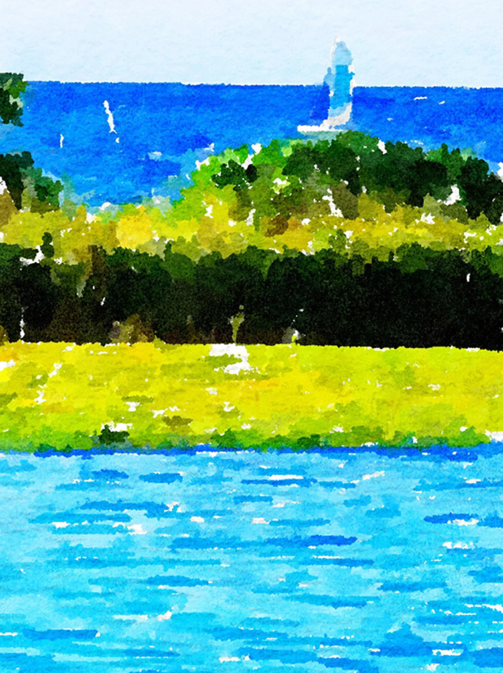 Poolside Seascape - Contemporary Tropical Seascape Digital Watercolor Print by Suzanne MacCrone Roge - 5
