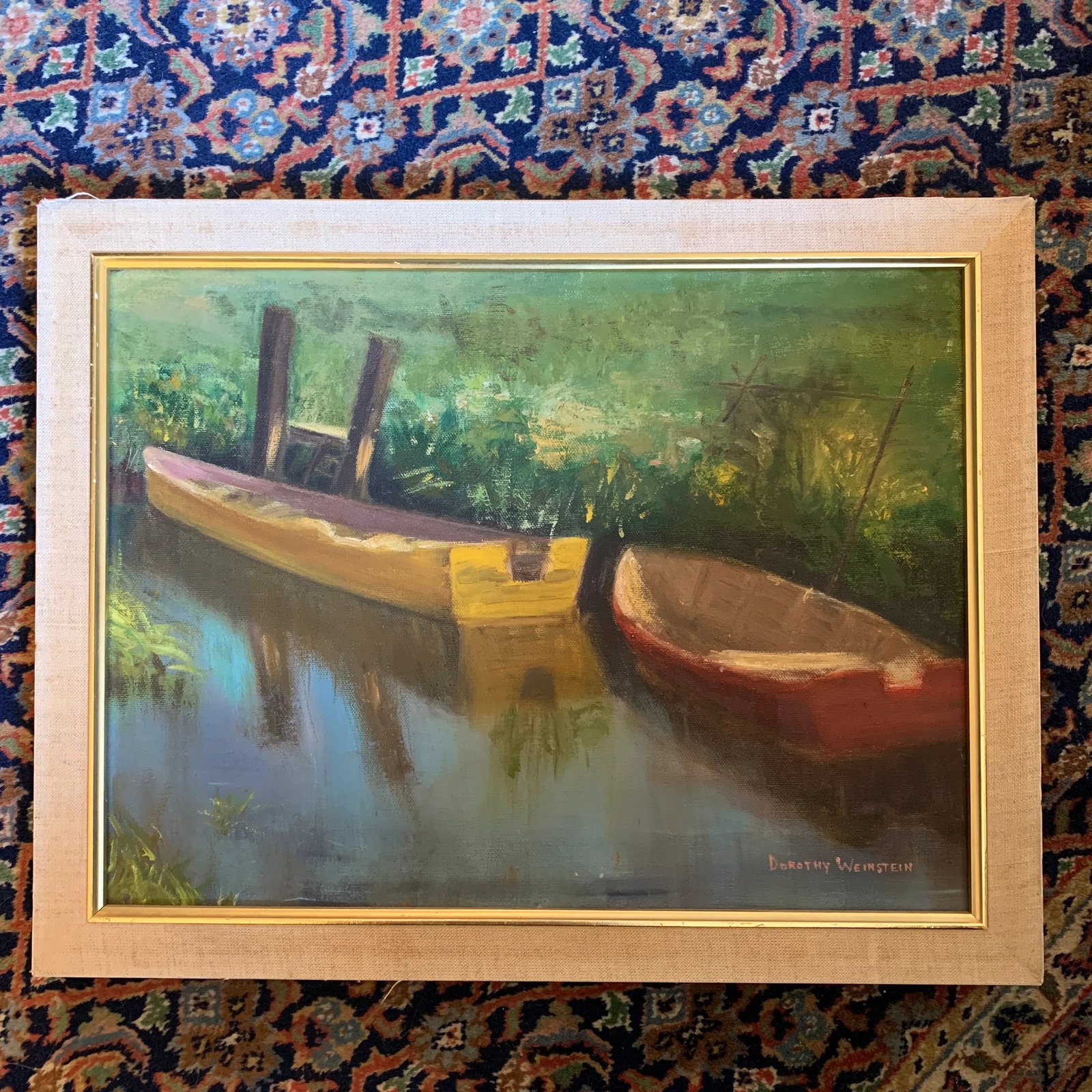 Mid 20th Century Coastal Scene Oil Painting by Dorothy Weinstein, Framed - 13