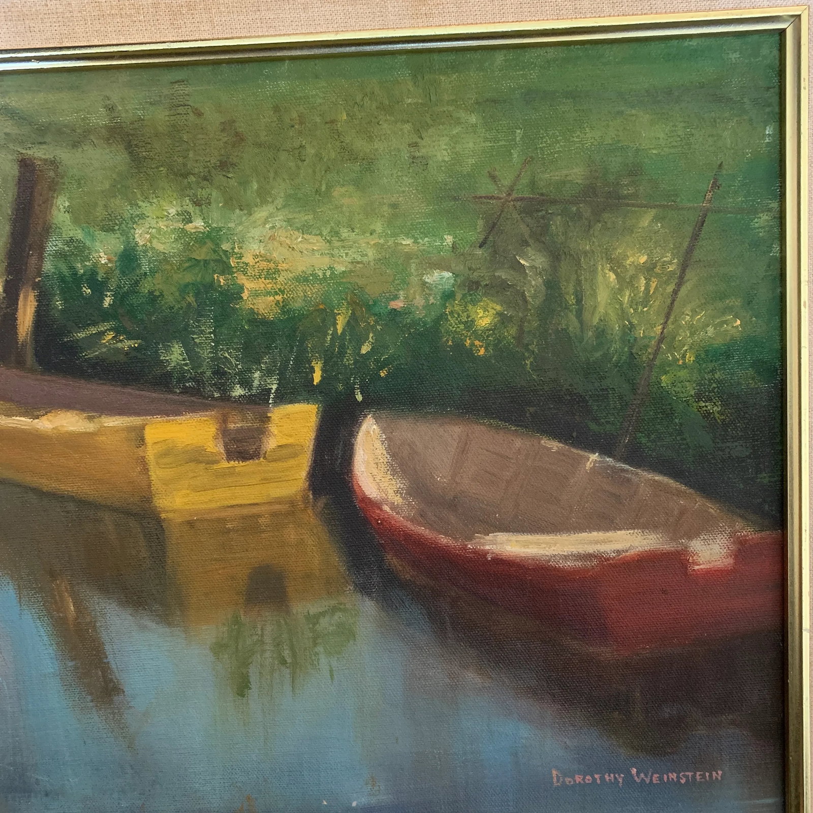 Mid 20th Century Coastal Scene Oil Painting by Dorothy Weinstein, Framed - 3