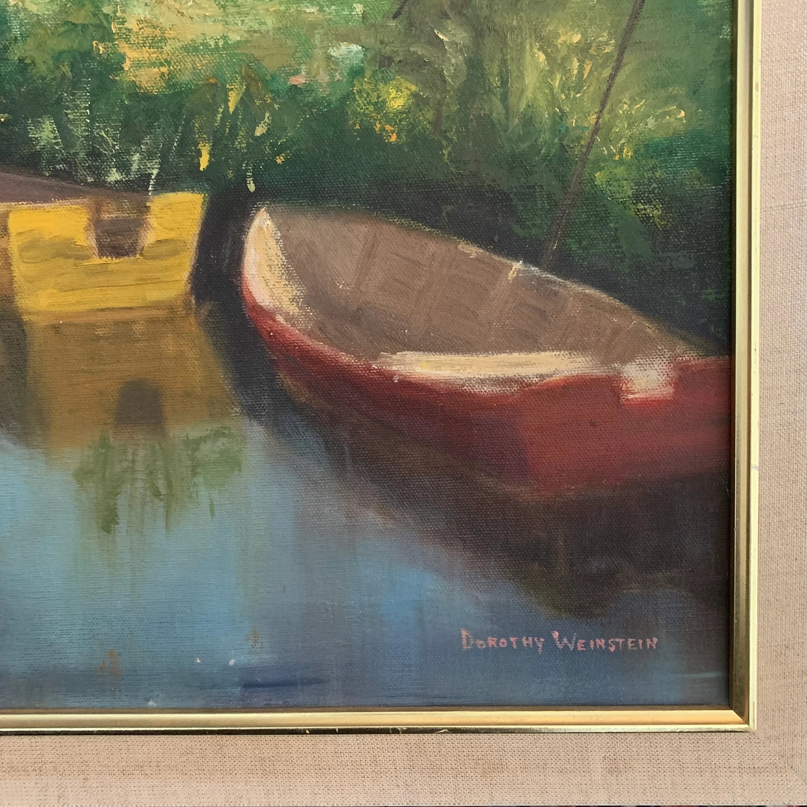 Mid 20th Century Coastal Scene Oil Painting by Dorothy Weinstein, Framed - 4