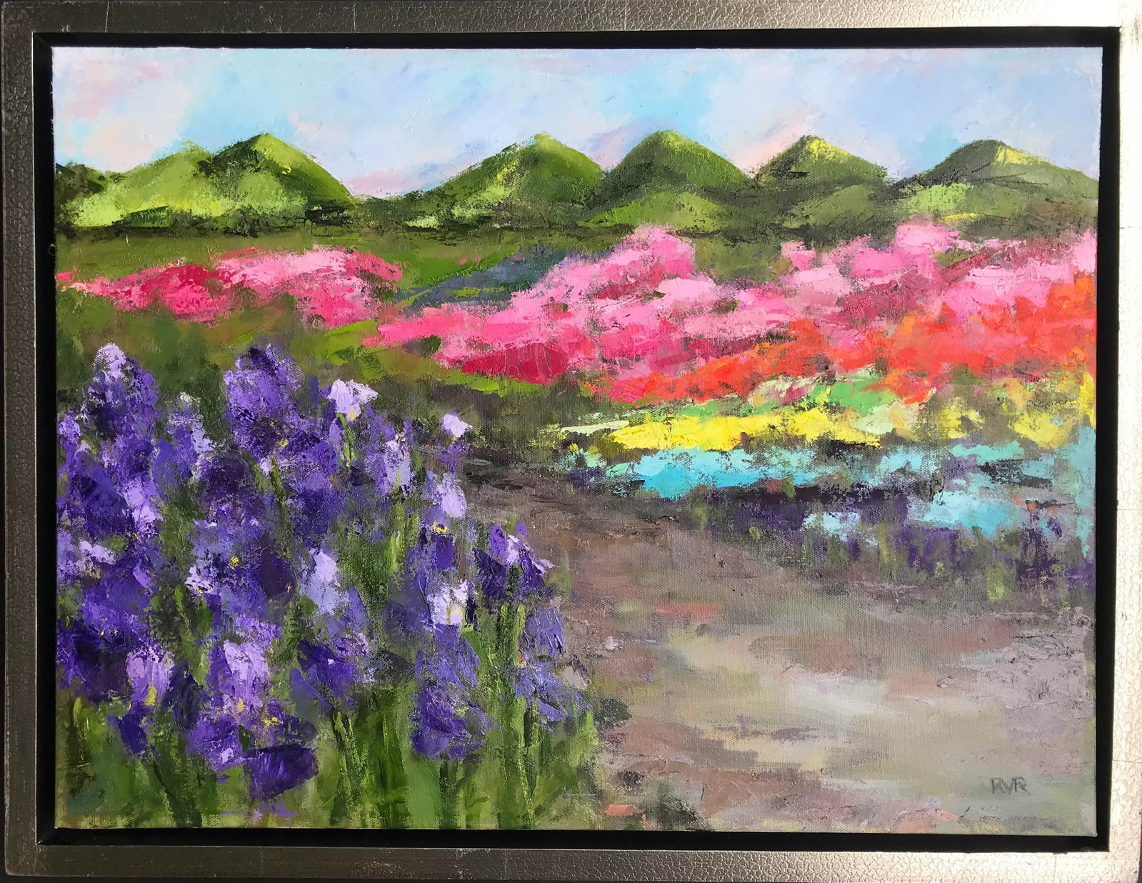 "Iris Path" Contemporary Plein Air Landscape Oil Painting, Framed (1 of 5)