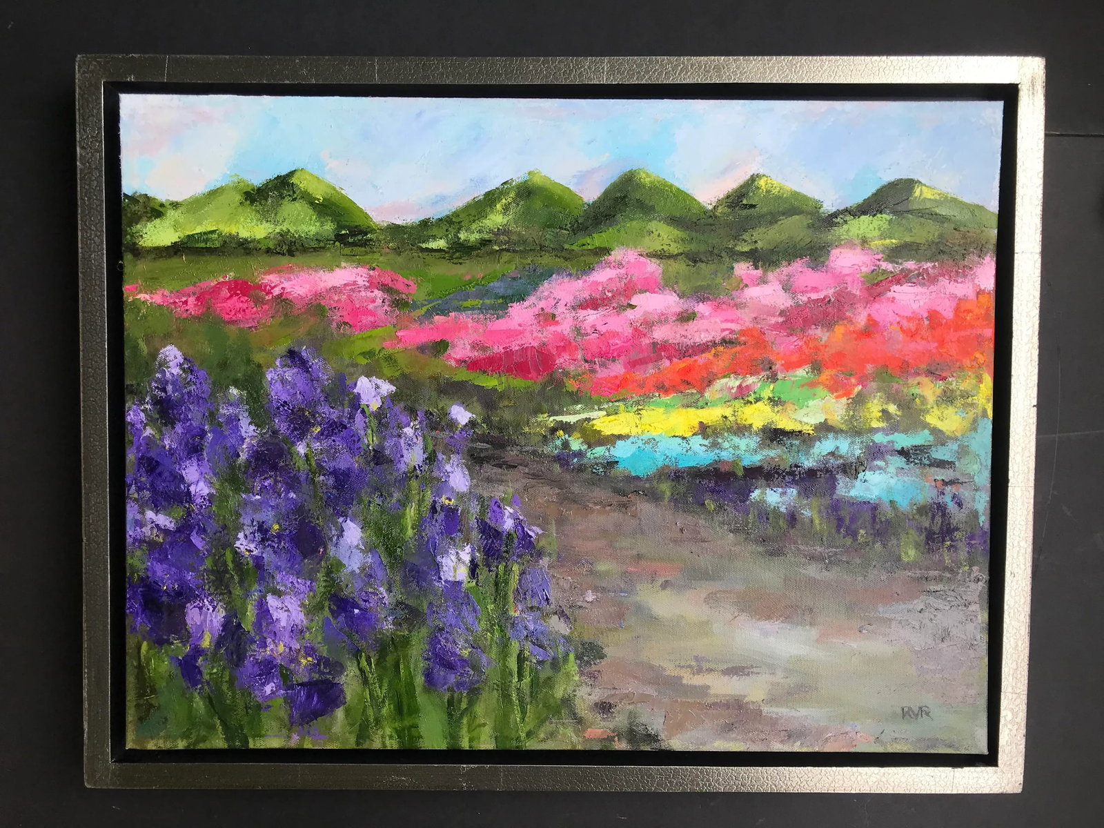 "Iris Path" Contemporary Plein Air Landscape Oil Painting, Framed - 2