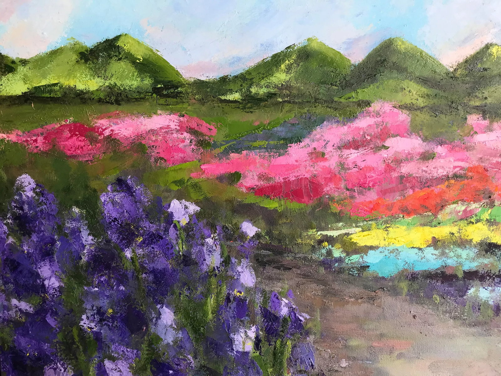 "Iris Path" Contemporary Plein Air Landscape Oil Painting, Framed - 3