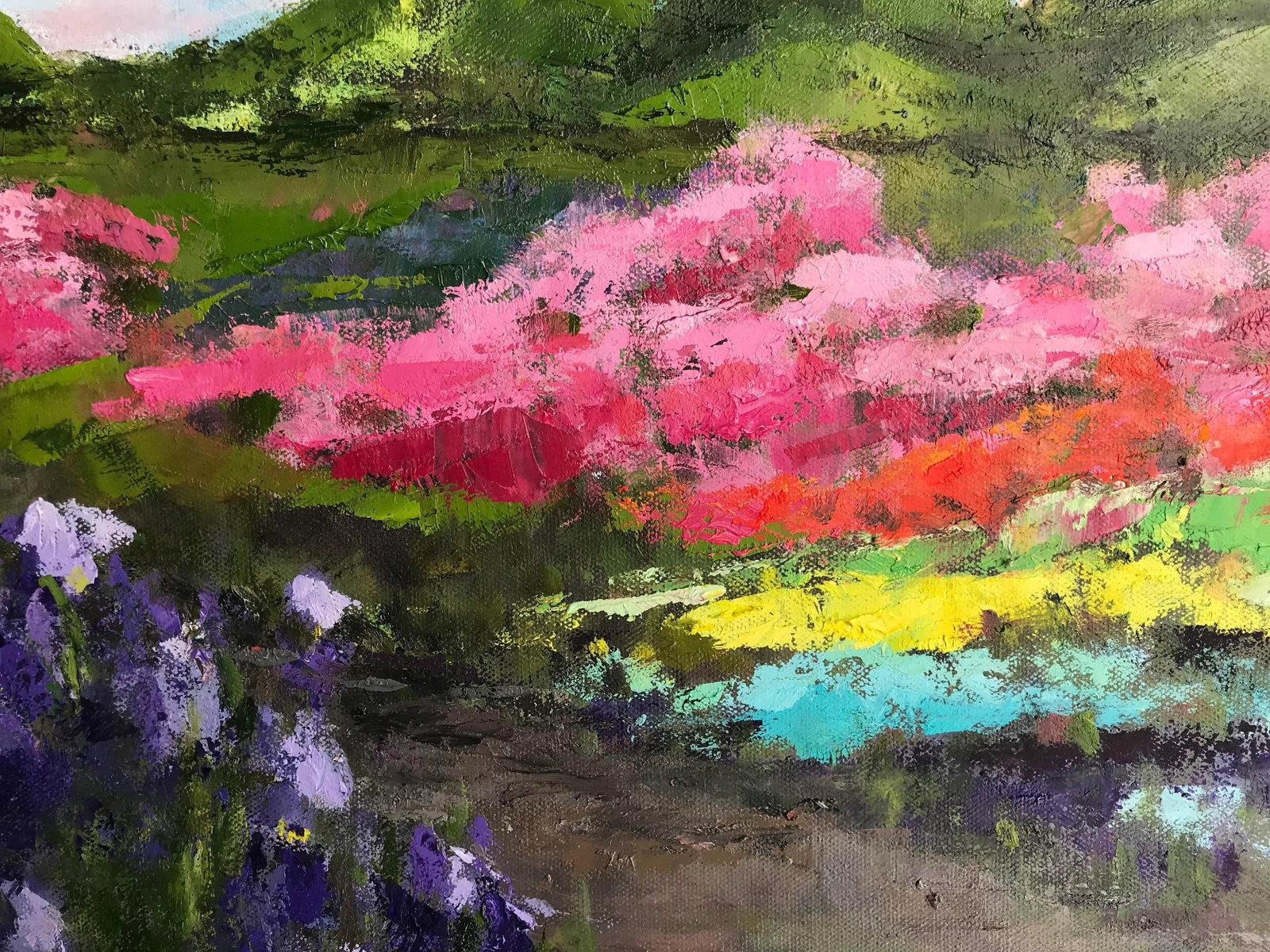 "Iris Path" Contemporary Plein Air Landscape Oil Painting, Framed - 4