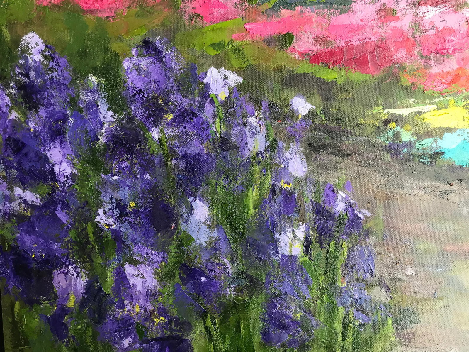 "Iris Path" Contemporary Plein Air Landscape Oil Painting, Framed - 5