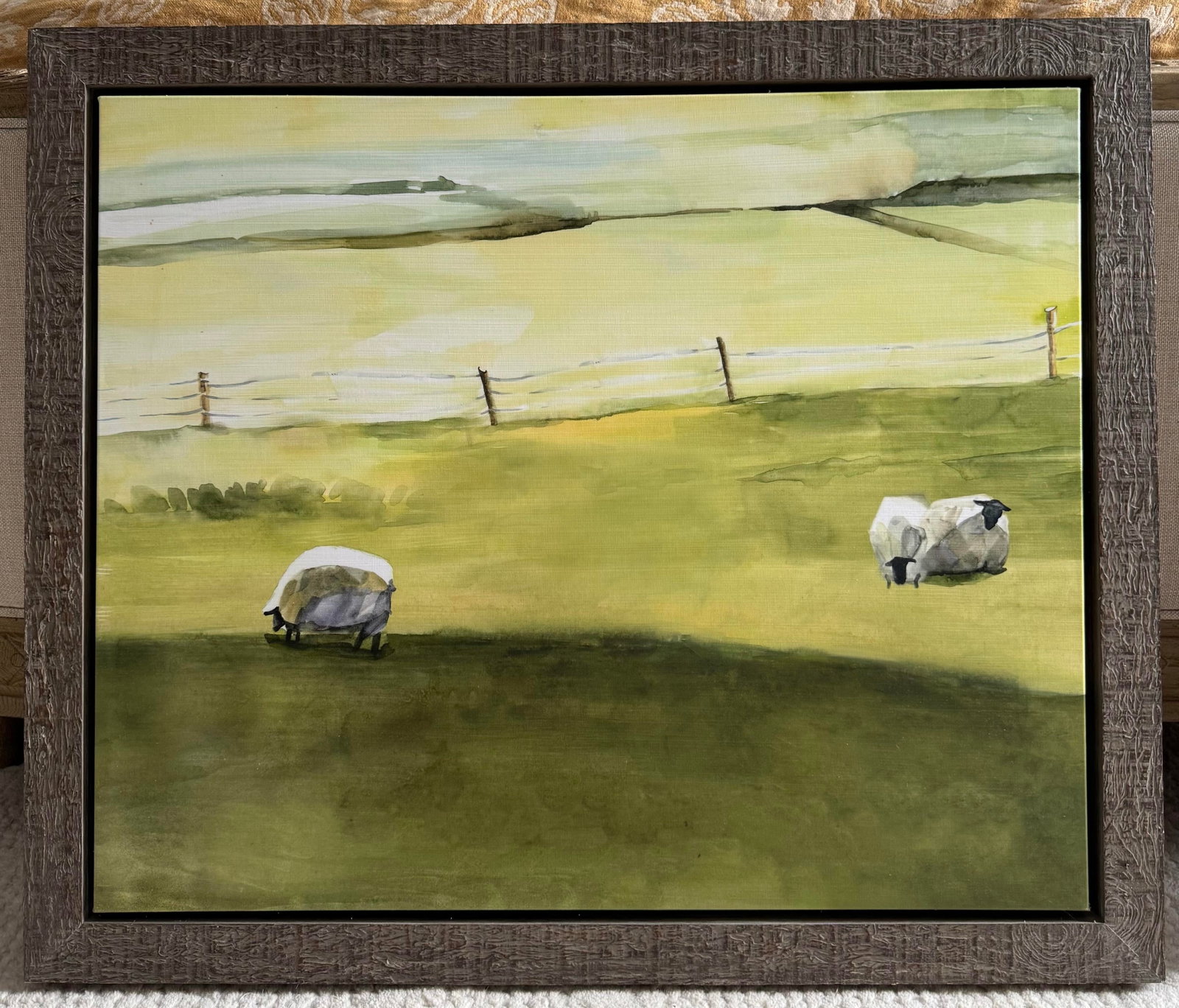 Leftbank Large Pastoral Sheep Landscape Prints Art Framed Pair - Set of 2 Modern Farmhouse Wall Art - 3
