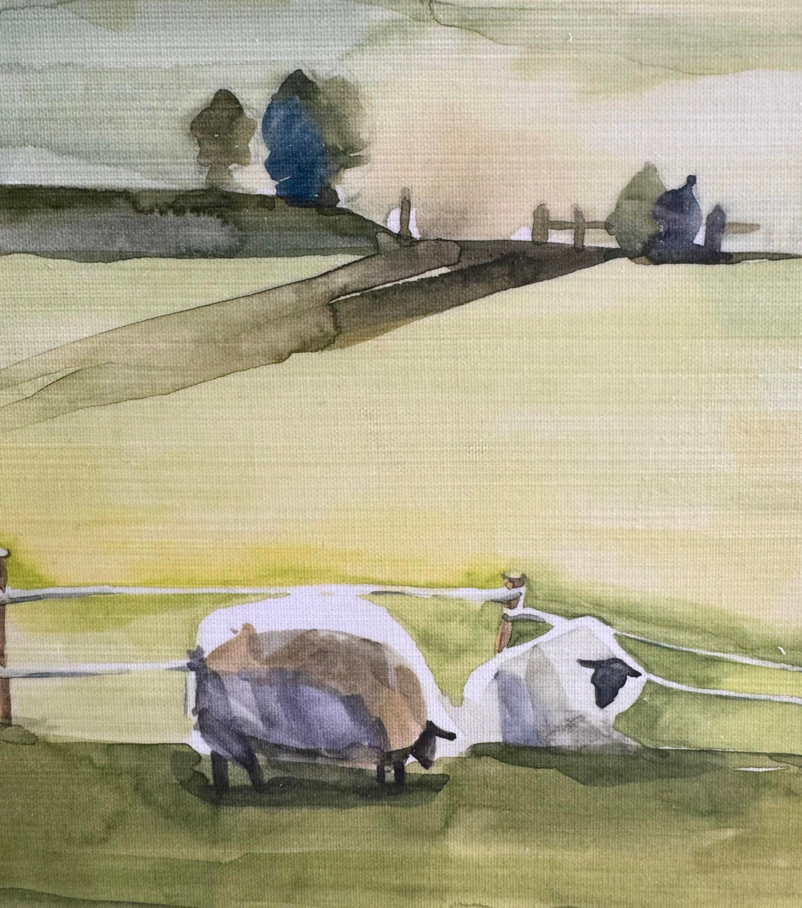 Leftbank Large Pastoral Sheep Landscape Prints Art Framed Pair - Set of 2 Modern Farmhouse Wall Art - 9