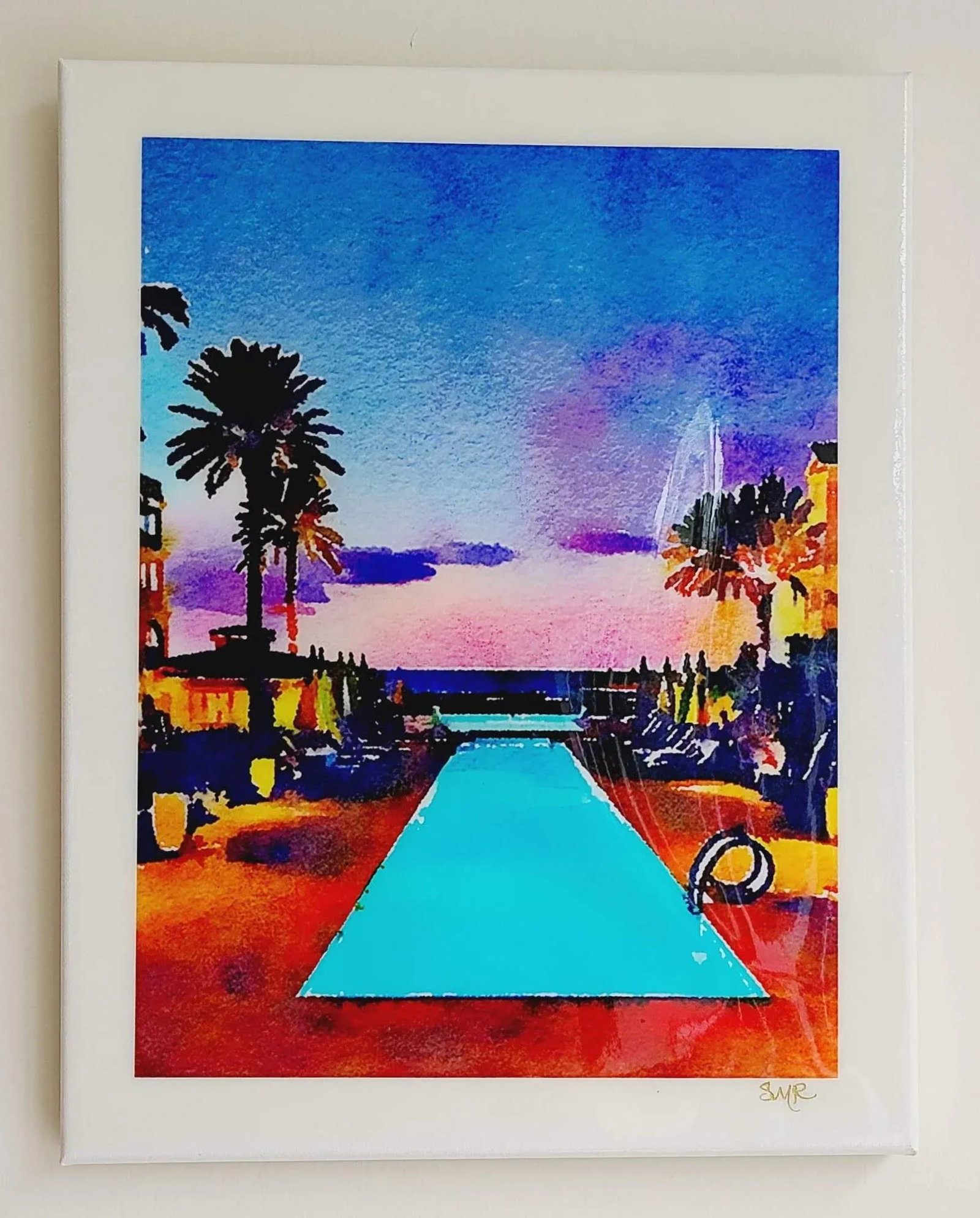 Tropical Island Sunset - Contemporary Swimming Pool Art Digital Watercolor Print by Suzanne MacCrone - 2