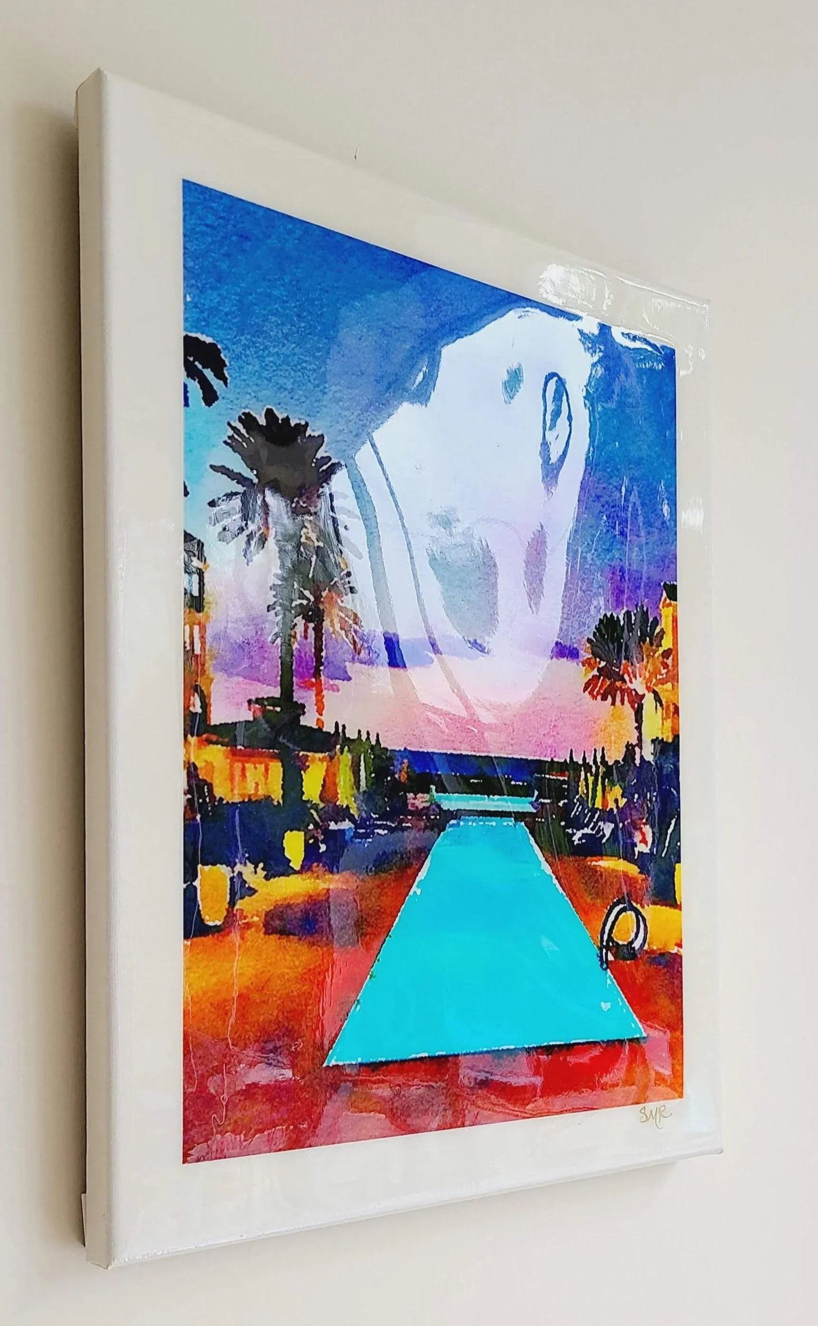 Tropical Island Sunset - Contemporary Swimming Pool Art Digital Watercolor Print by Suzanne MacCrone - 3