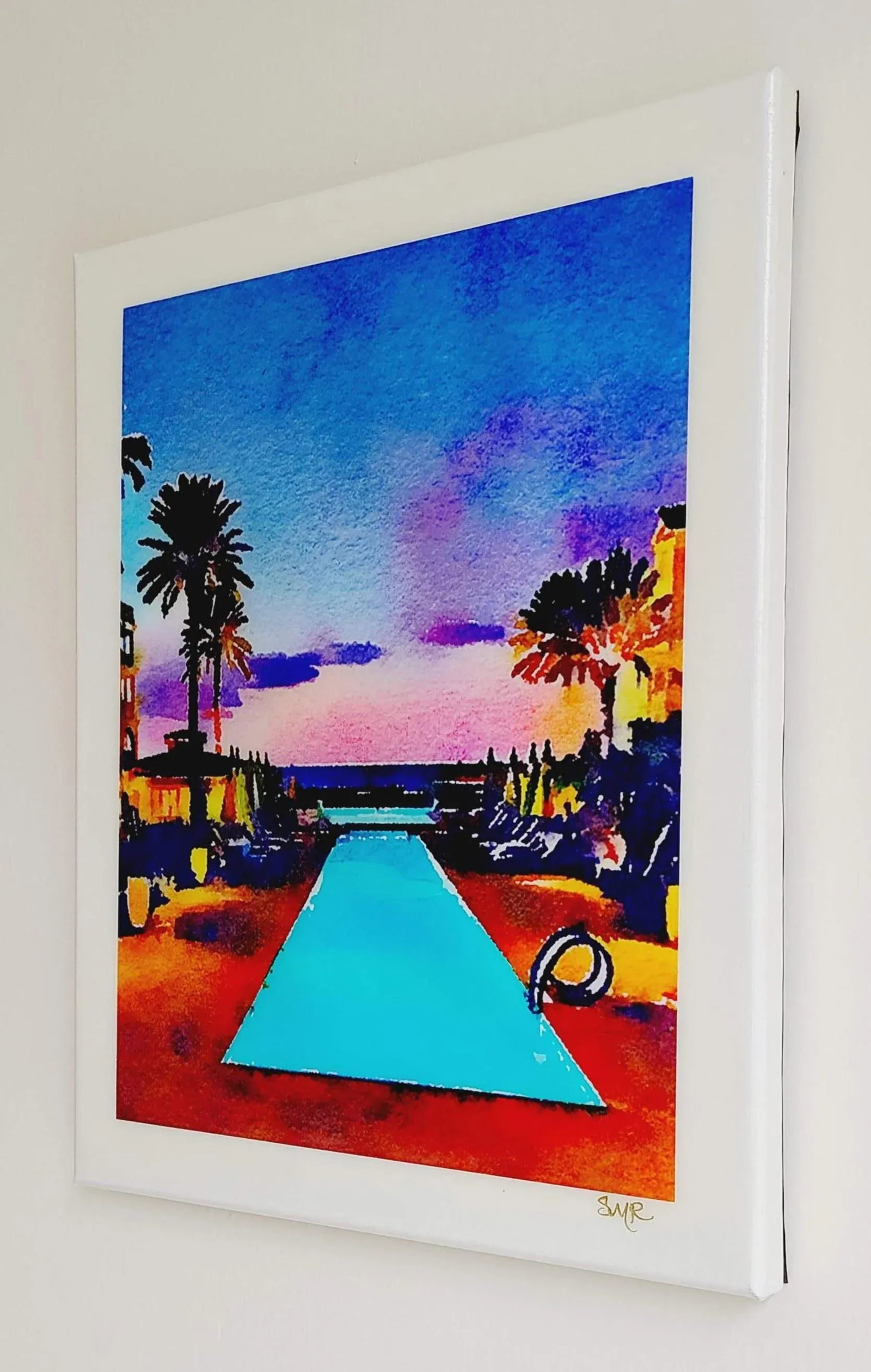 Tropical Island Sunset - Contemporary Swimming Pool Art Digital Watercolor Print by Suzanne MacCrone - 4