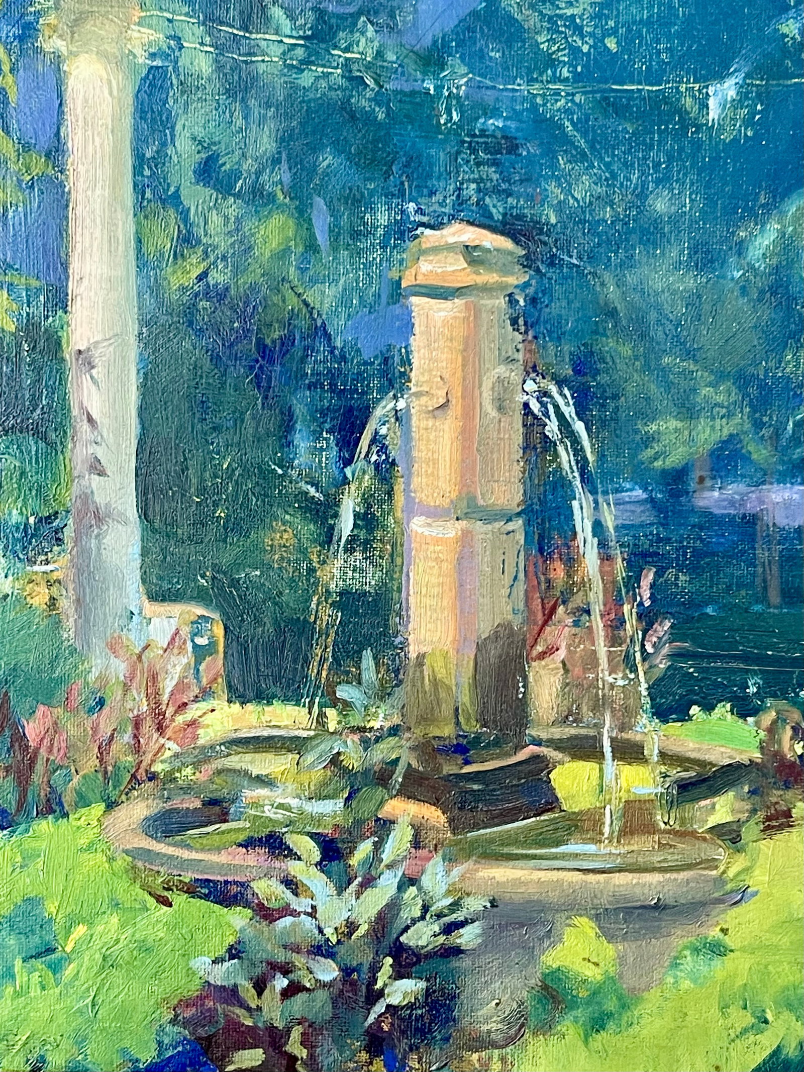 Late 20th Century Modern Impressionist Oil Painting of a Garden in Greens, Framed - 12