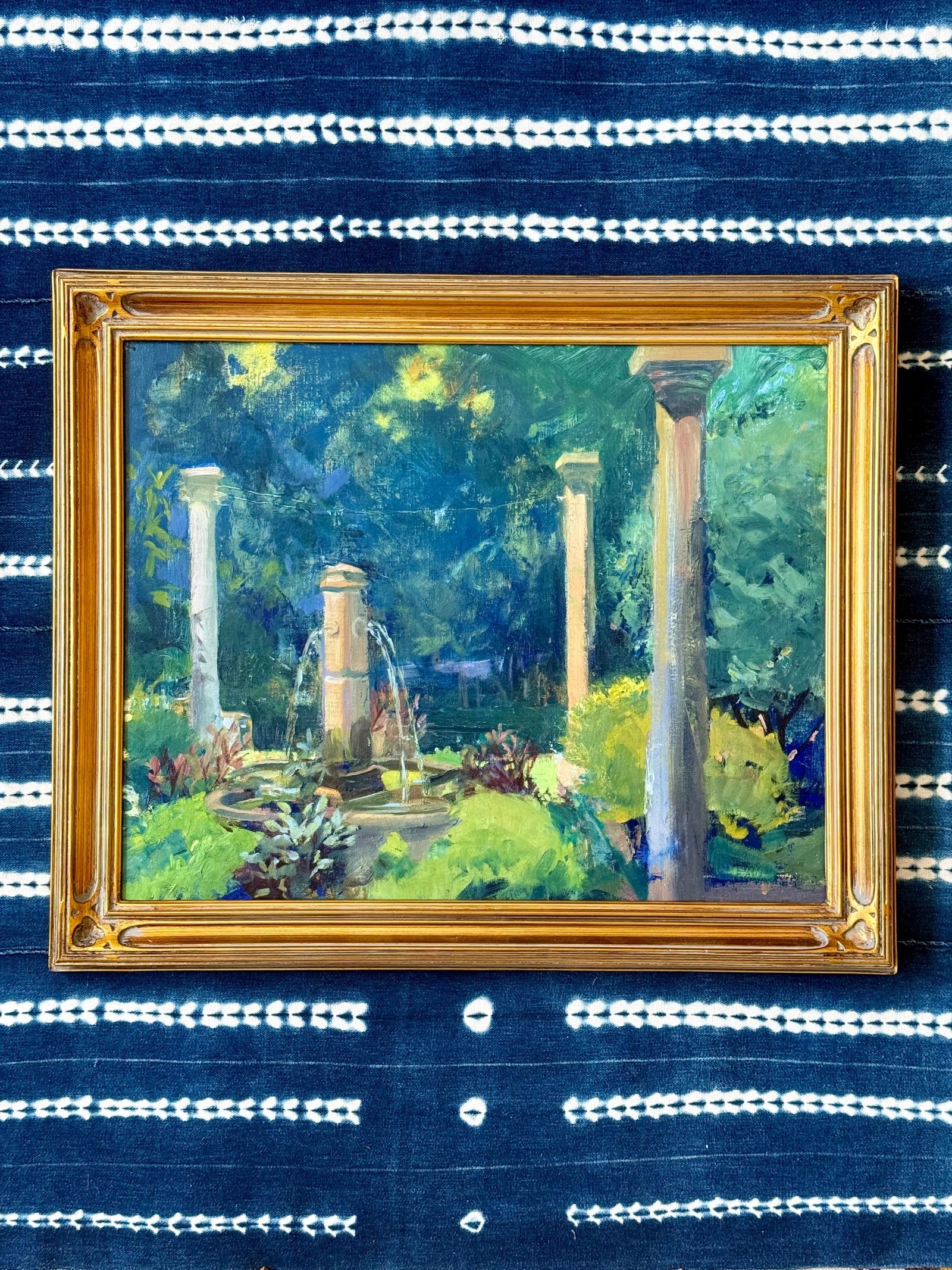 Late 20th Century Modern Impressionist Oil Painting of a Garden in Greens, Framed - 15