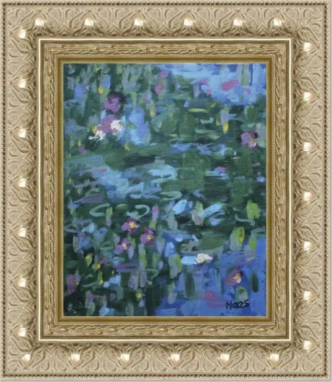 Water Gardens - Three White Lilies, Impressionist Oil Painting - 5