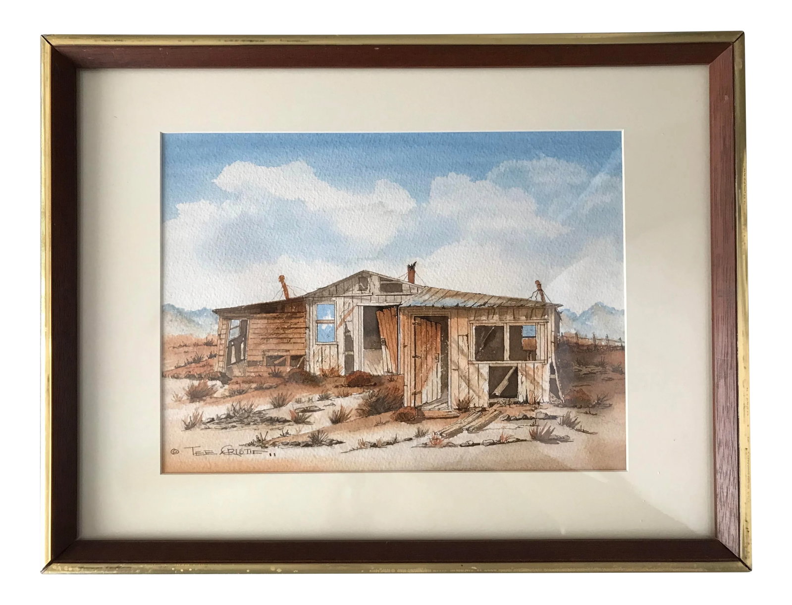 "Abandoned House" Contemporary Rustic Landscape Watercolor Painting by Tee Christie, Framed (1 of 8)