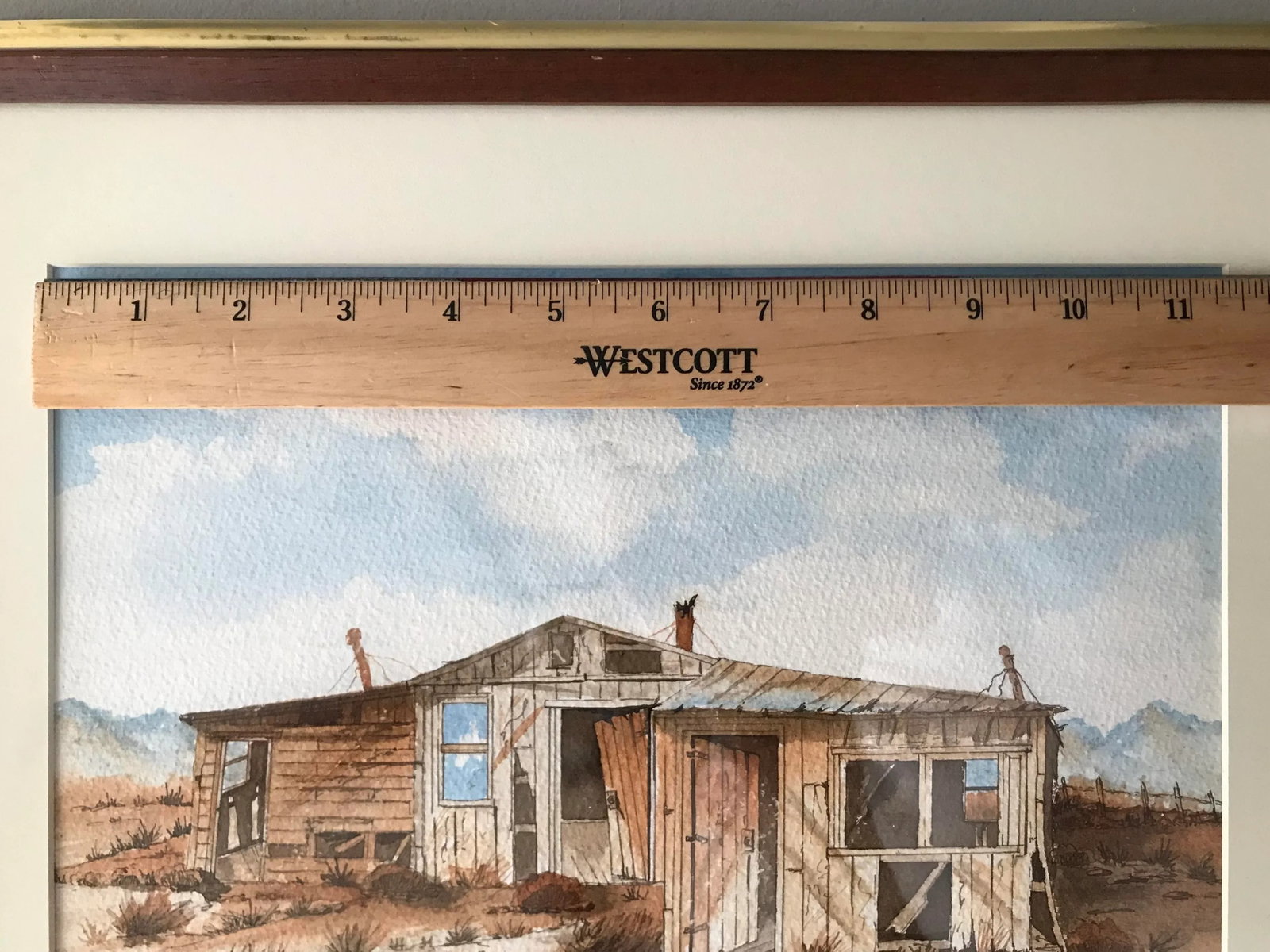 "Abandoned House" Contemporary Rustic Landscape Watercolor Painting by Tee Christie, Framed - 7