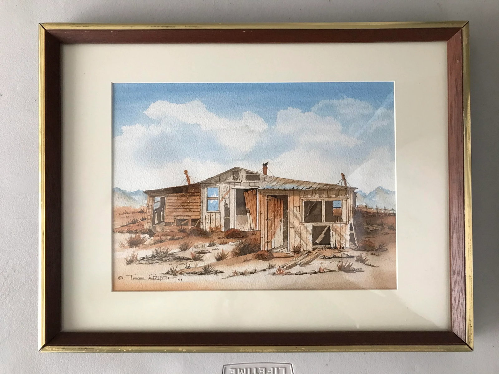 "Abandoned House" Contemporary Rustic Landscape Watercolor Painting by Tee Christie, Framed - 8