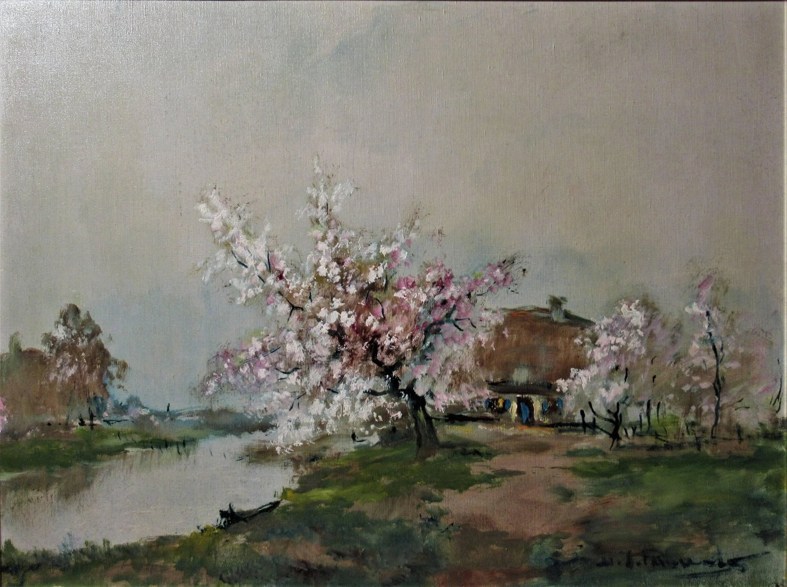 Henri Joseph Pauwels, Landscape with River and Farm, Circa 1950 - 2