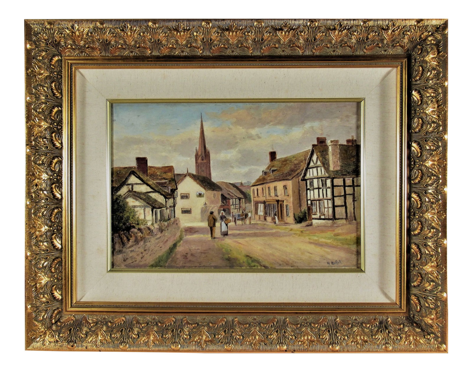 Henry Rollet, Rue de Village Breton: Artist: Henry Rollet (British, 1881-1916) Title: Rue De Village Breton Year: c. 1910 Medium:Oil on canvas Canvas size: 12 x 18 inches Signature: Signed lower right Condition: Very good Frame: Framed