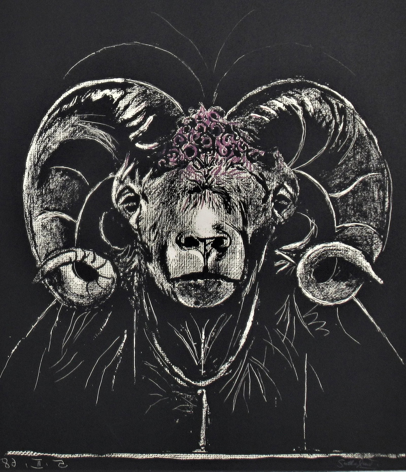 Graham Sutherland, "Ram's Head, Full Face" from the suite "Bestiary and some Correspondences", 1968 - 2
