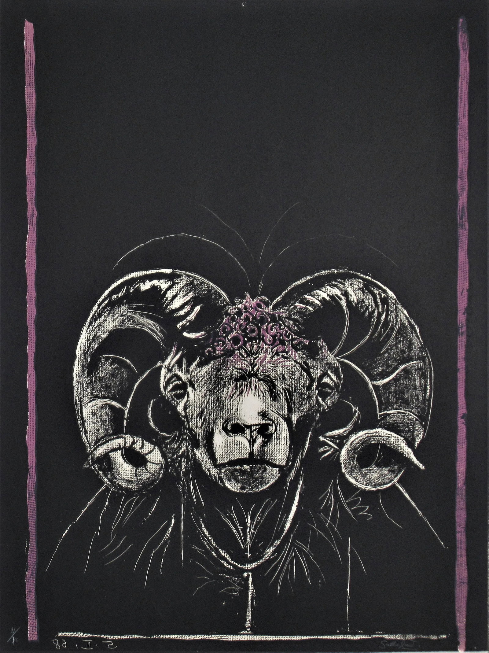 Graham Sutherland, "Ram's Head, Full Face" from the suite "Bestiary and some Correspondences", 1968 - 6
