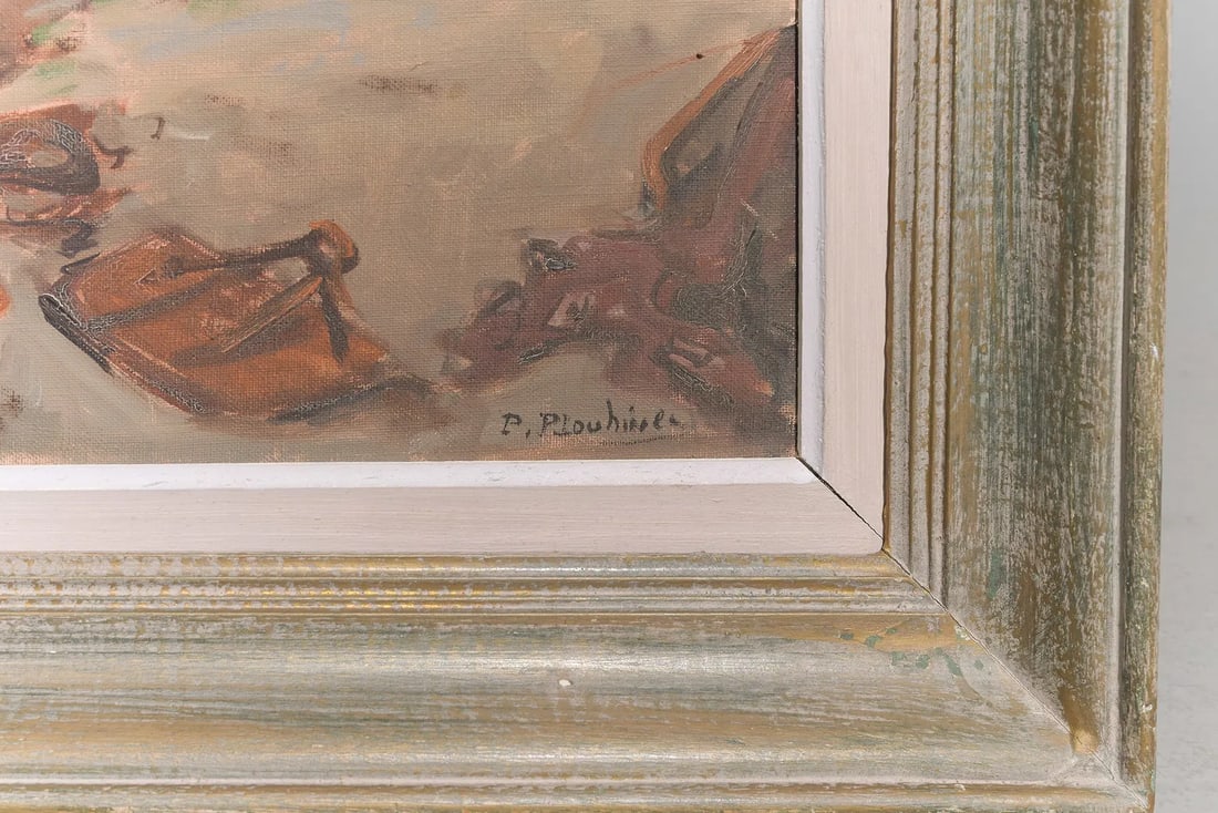 Framed Coastal Acrylic Painting With Boats, Late 20th Century - 4