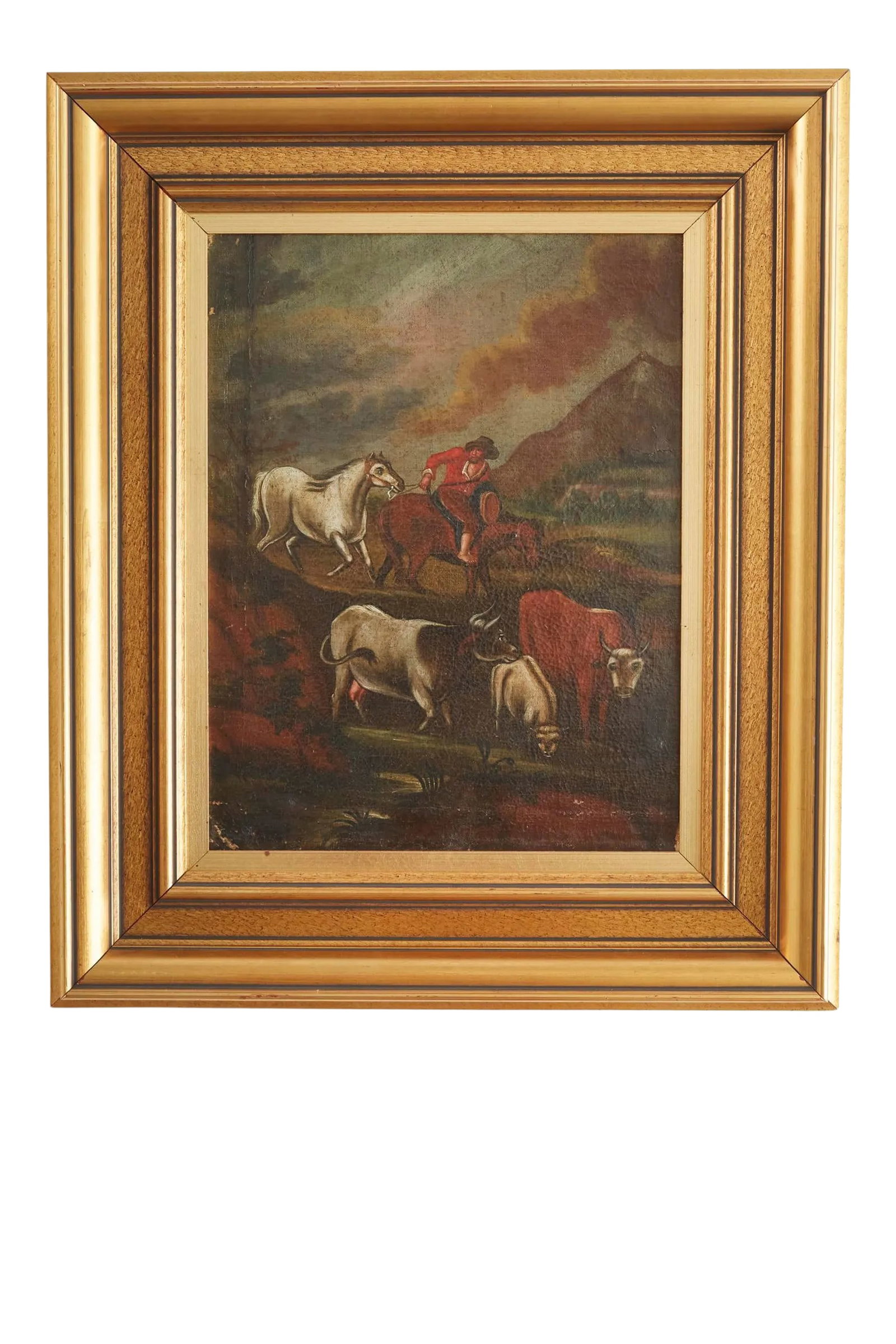 19th Century Dutch Figurative Hillside Scene Oil Painting, Framed (1 of 11)