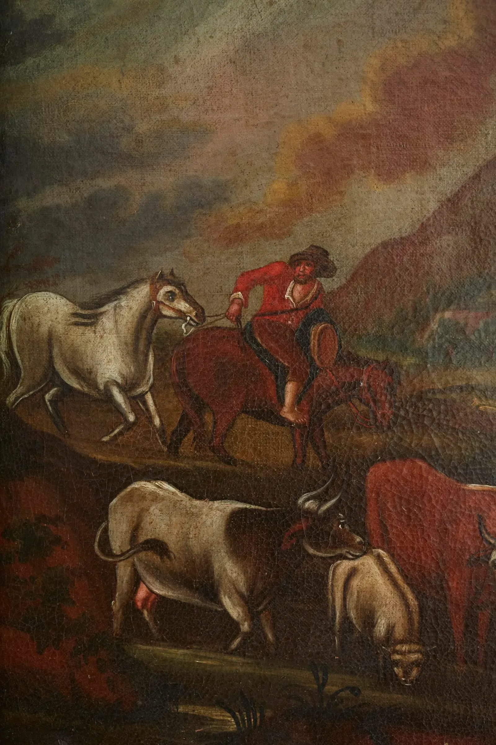19th Century Dutch Figurative Hillside Scene Oil Painting, Framed - 3