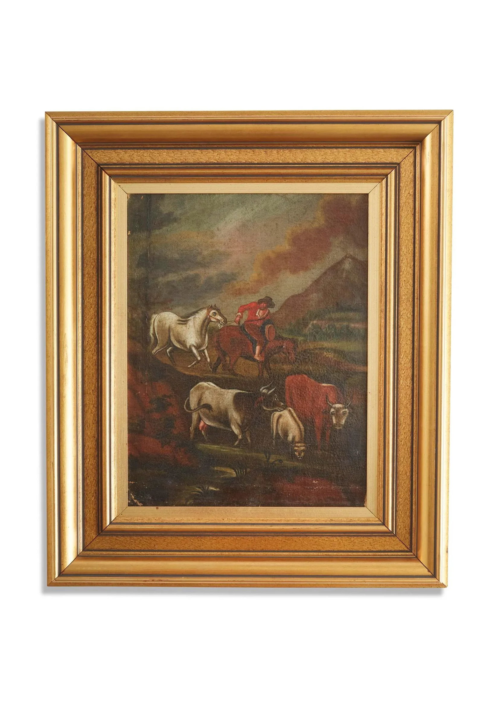 19th Century Dutch Figurative Hillside Scene Oil Painting, Framed - 6
