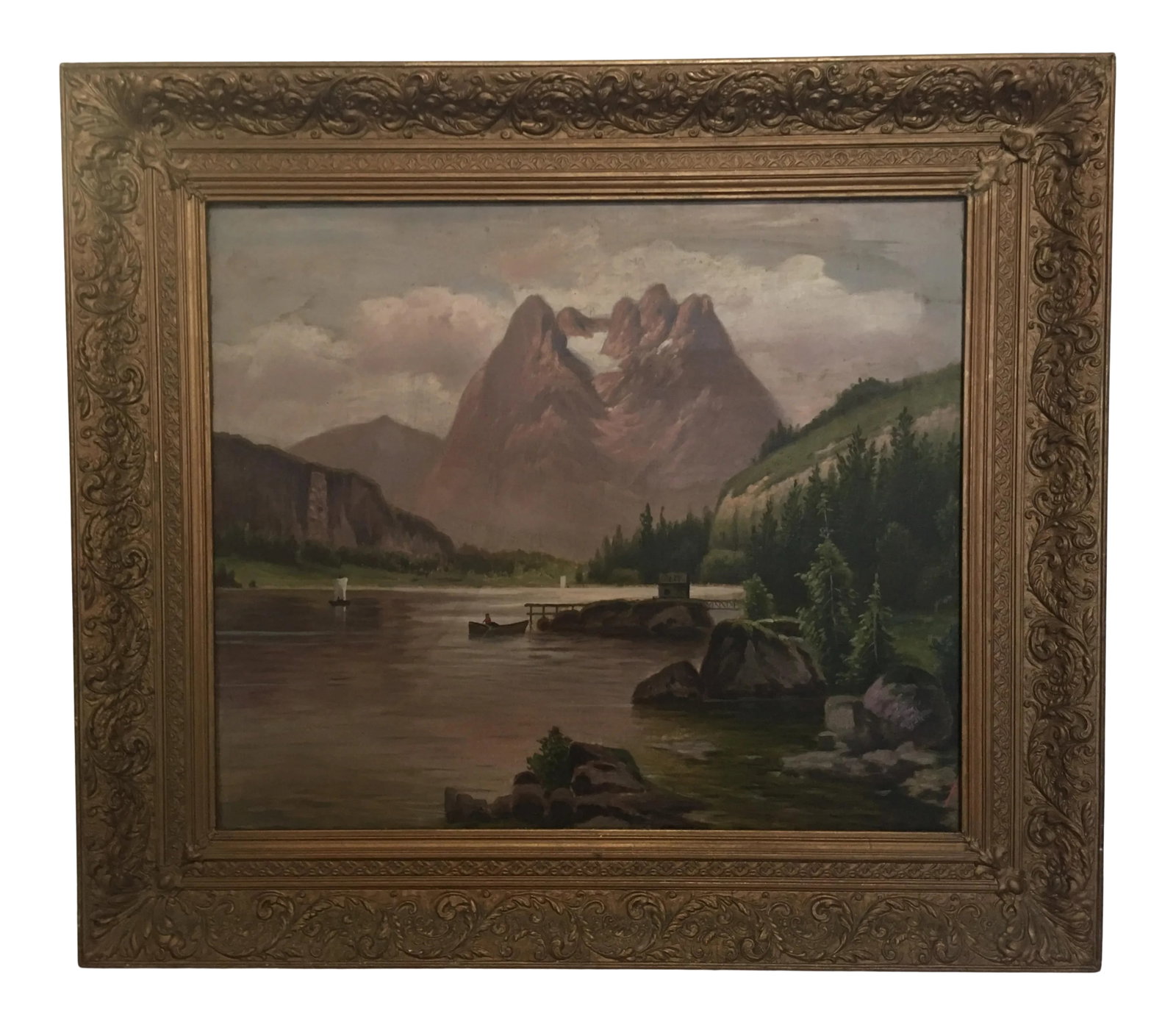19th Century Mountain Landscape Oil Painting by Anton Pick, Framed: Anton Pick was an Austrian 19TH century artist painter ,who was born in 1940 He is a listed artist sold at auction houses Highest price paid for his painting at auction is $32.145 This an oil
