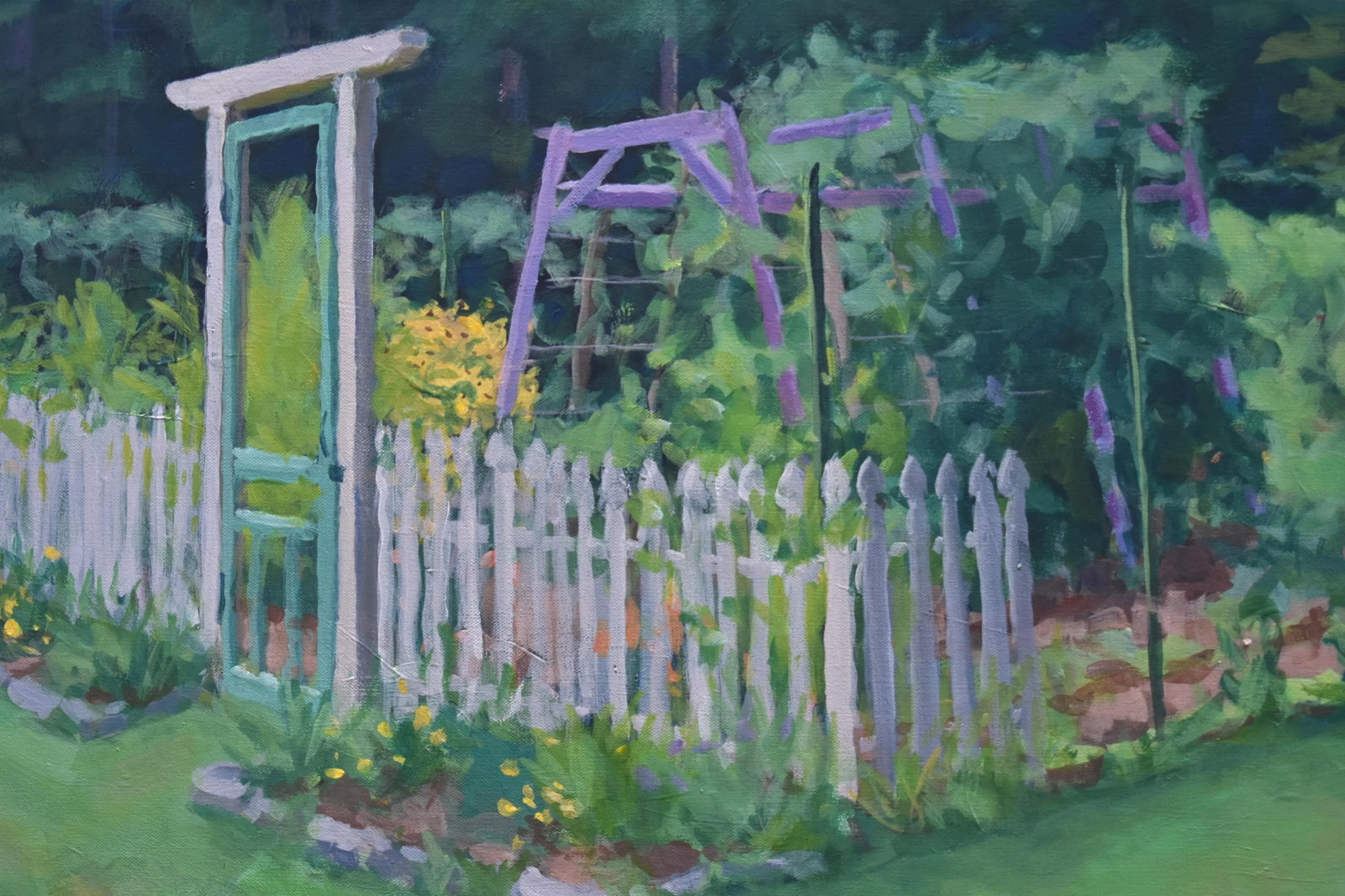 "The Garden, Late Summer" Contemporary Plein Air Painting by Stephen Remick, Framed - 5