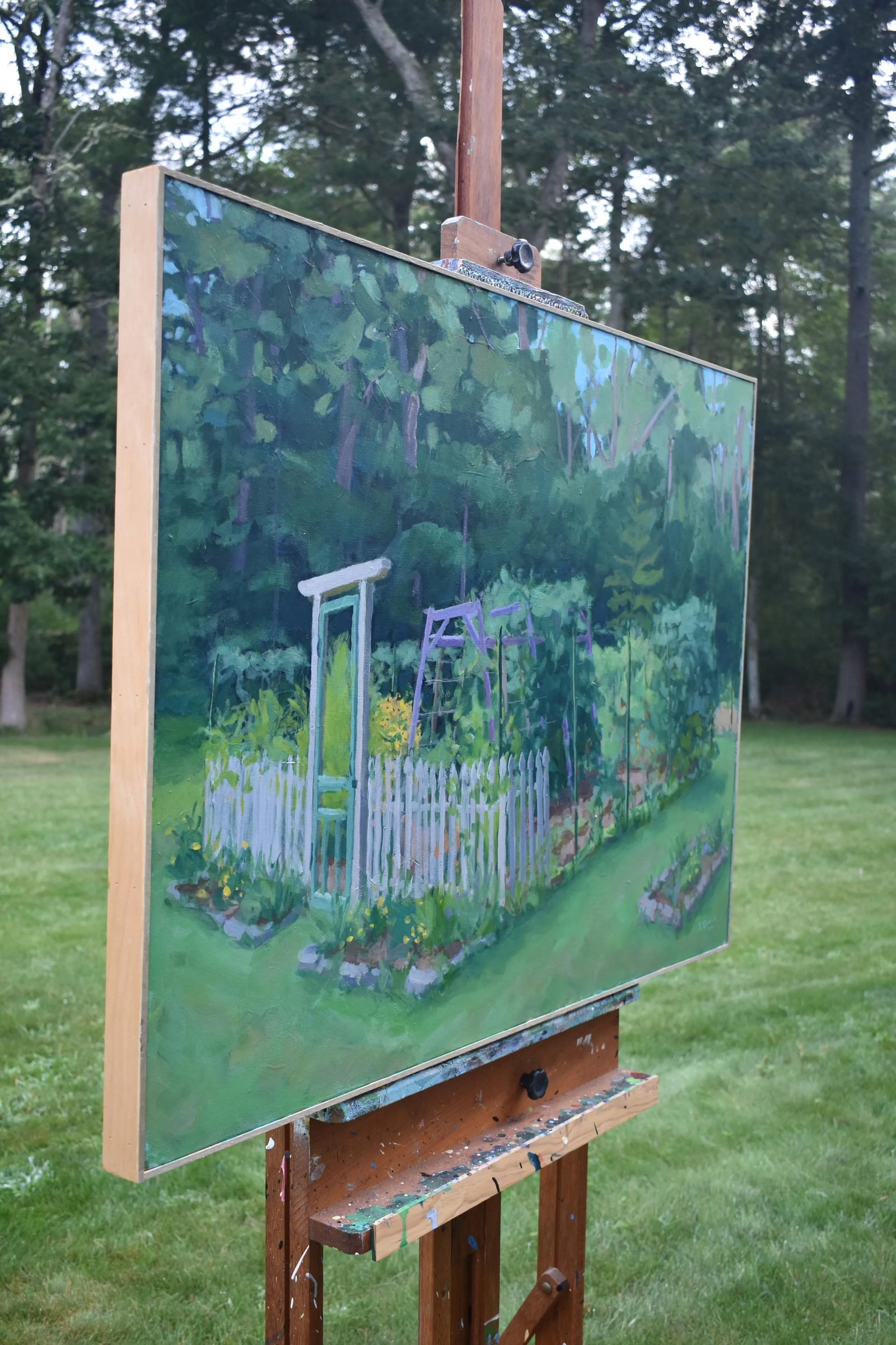 "The Garden, Late Summer" Contemporary Plein Air Painting by Stephen Remick, Framed - 8